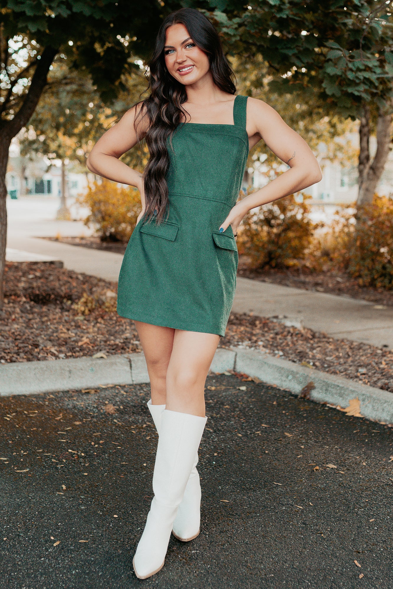Honest Energy Sleeveless Mini Dress (Forest Green) - Image 6