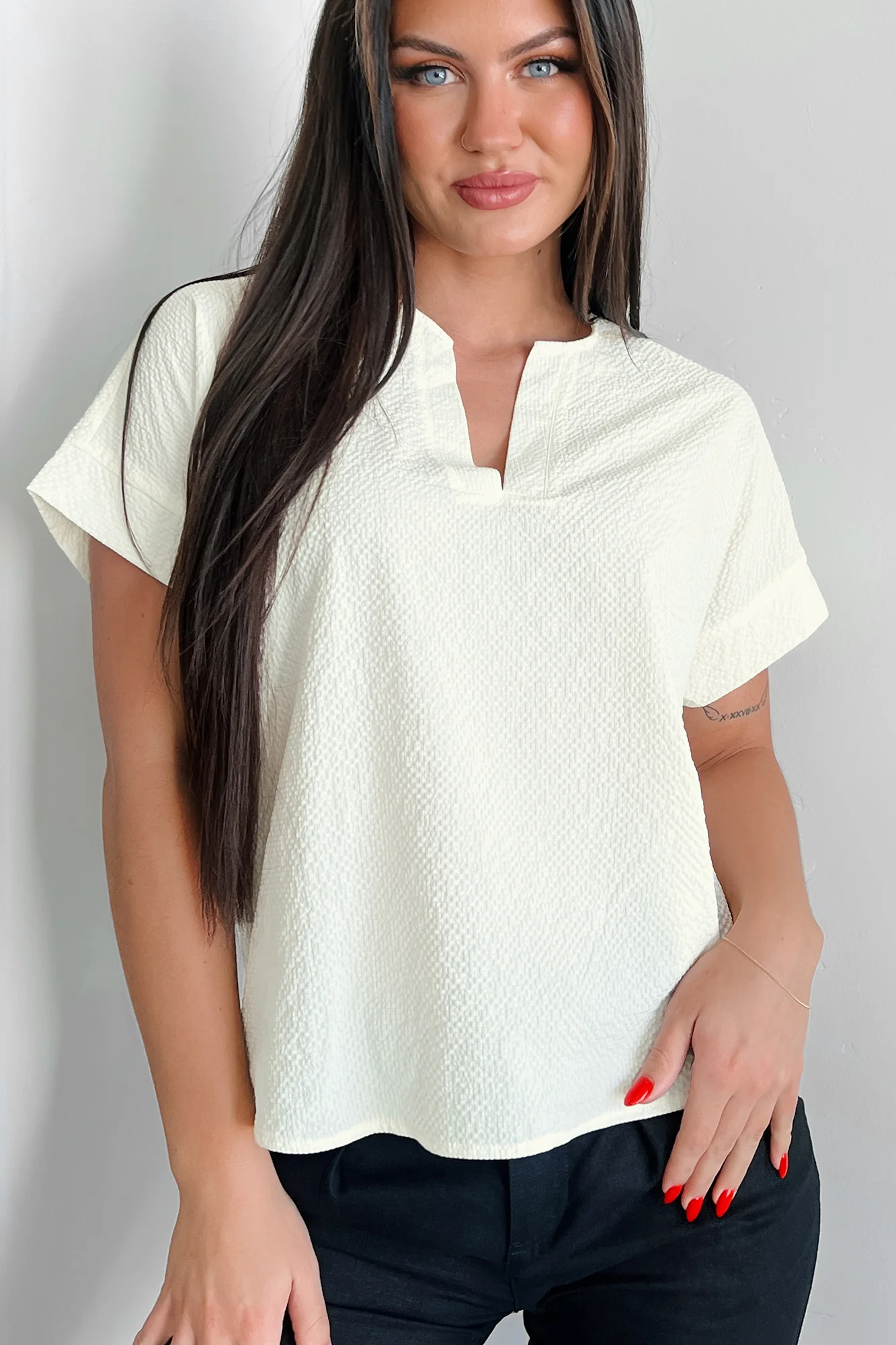 Horatio Oversized Textured Top (Ivory) - Image 2