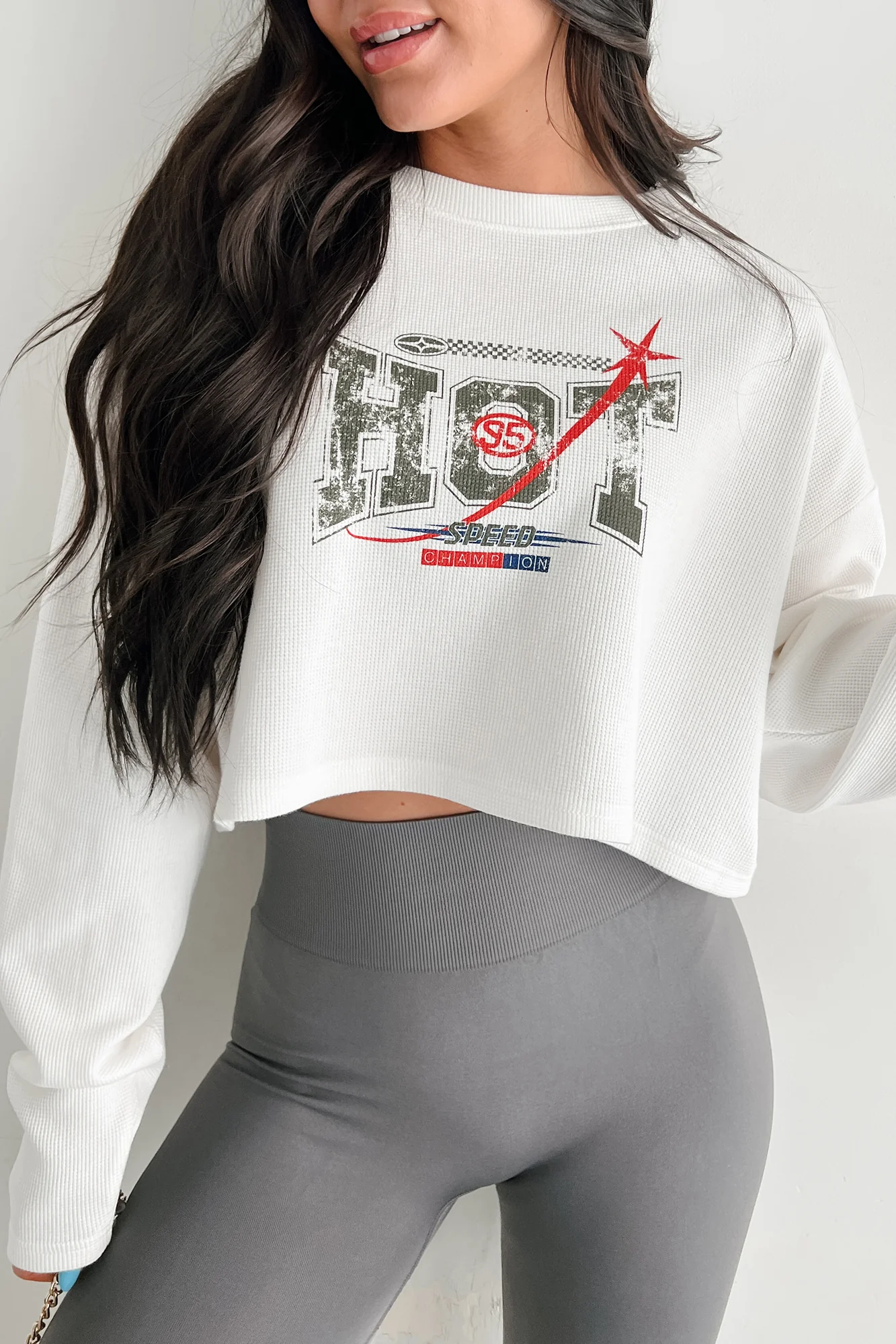 "Hot Speed Champion" Thermal Graphic Top (Ivory) - Image 3