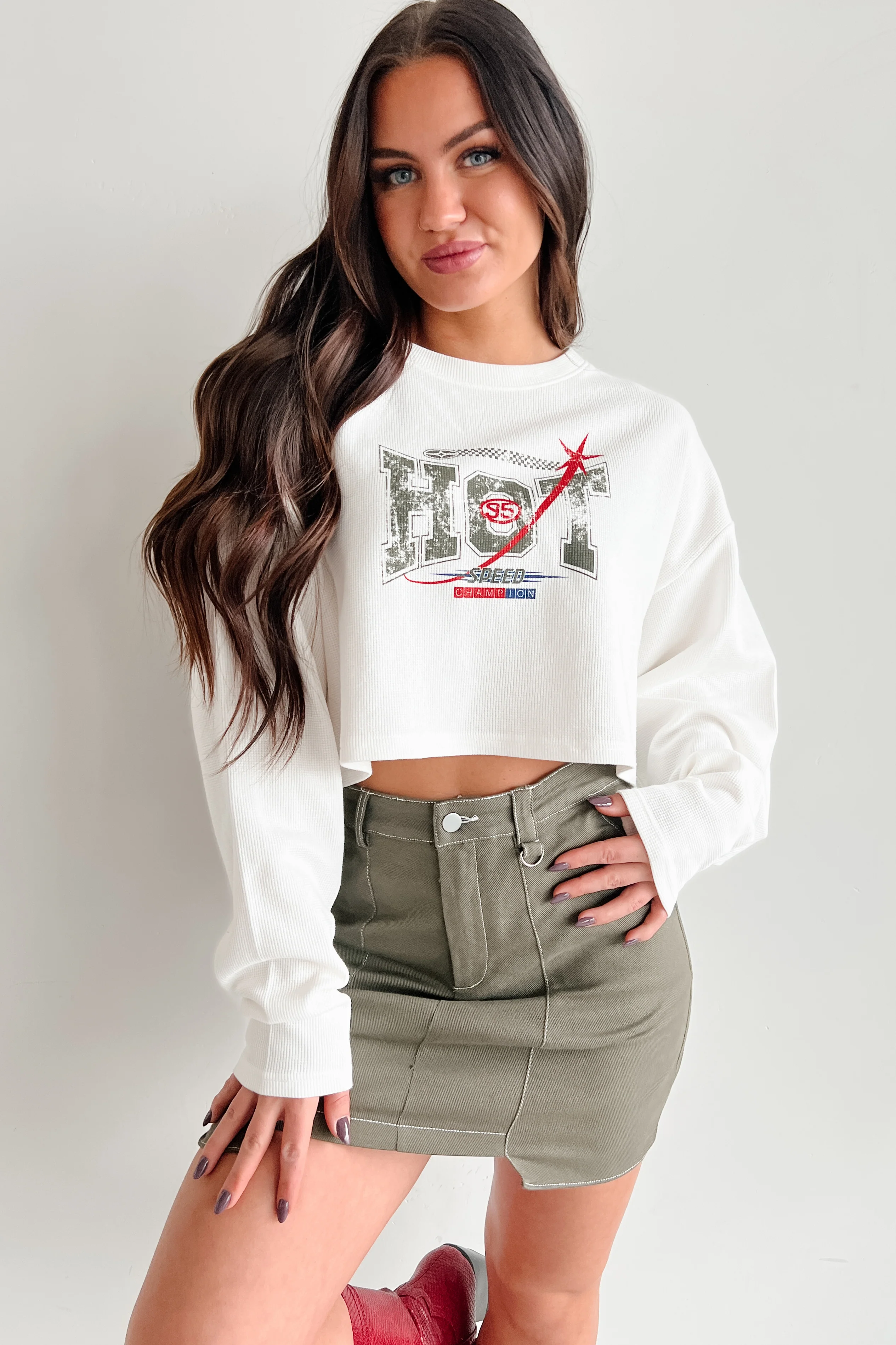 "Hot Speed Champion" Thermal Graphic Top (Ivory) - Image 5