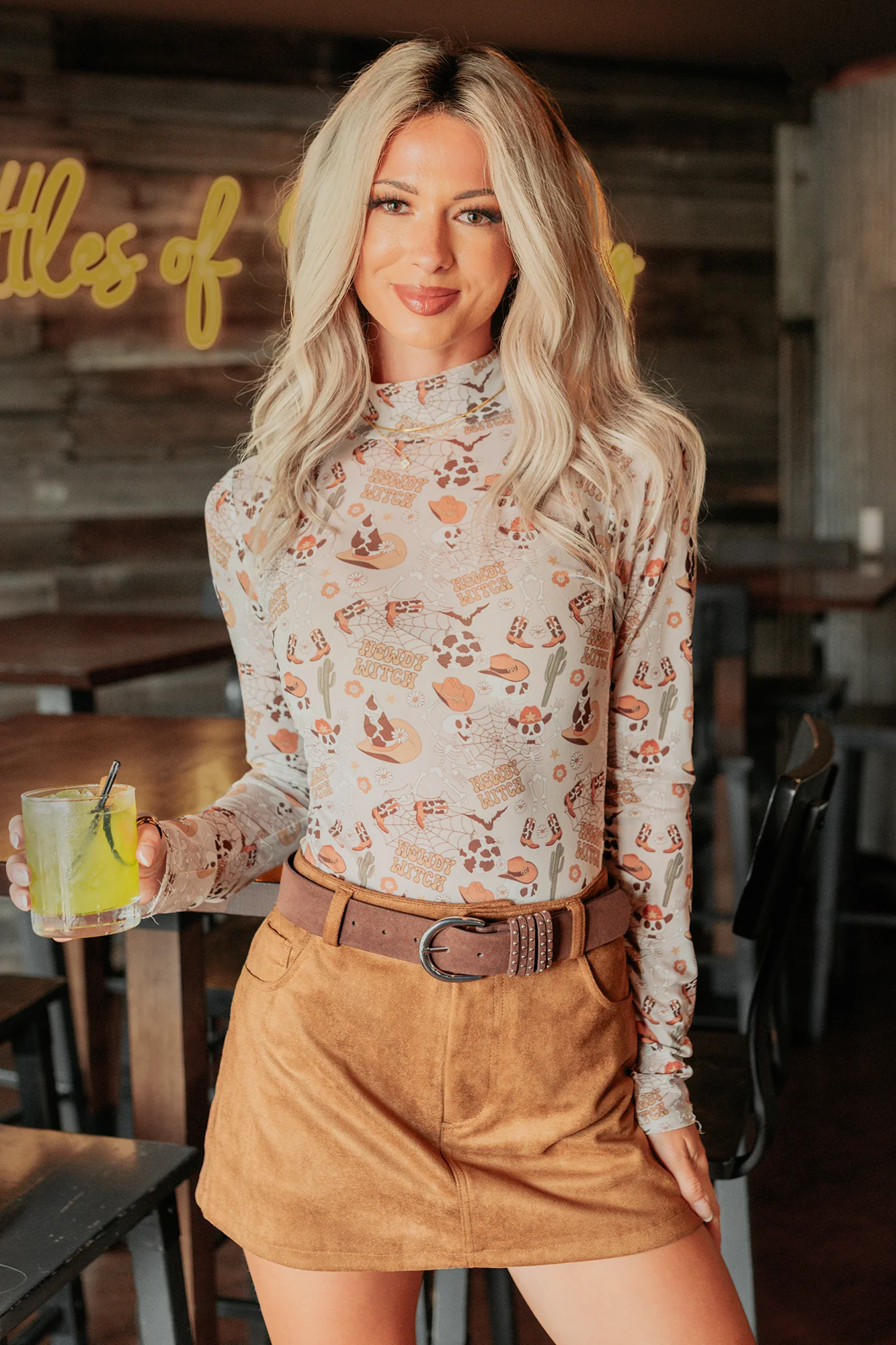 "Howdy Witch" NM Original Mesh Mock Neck Bodysuit (Howdy Witch) - Image 6