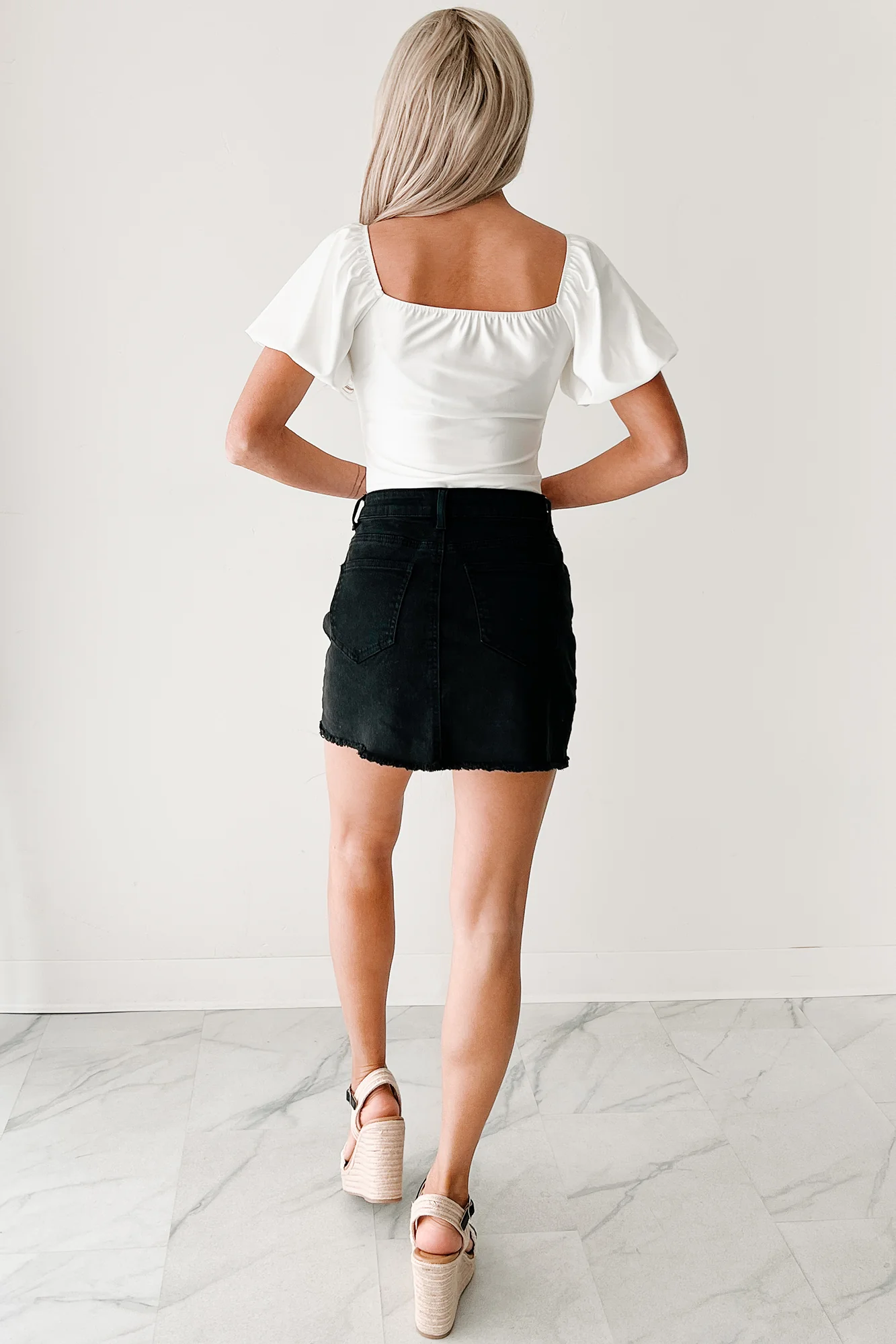 Humming Along Puff Sleeve Scoop Neck Bodysuit (White) - Image 7
