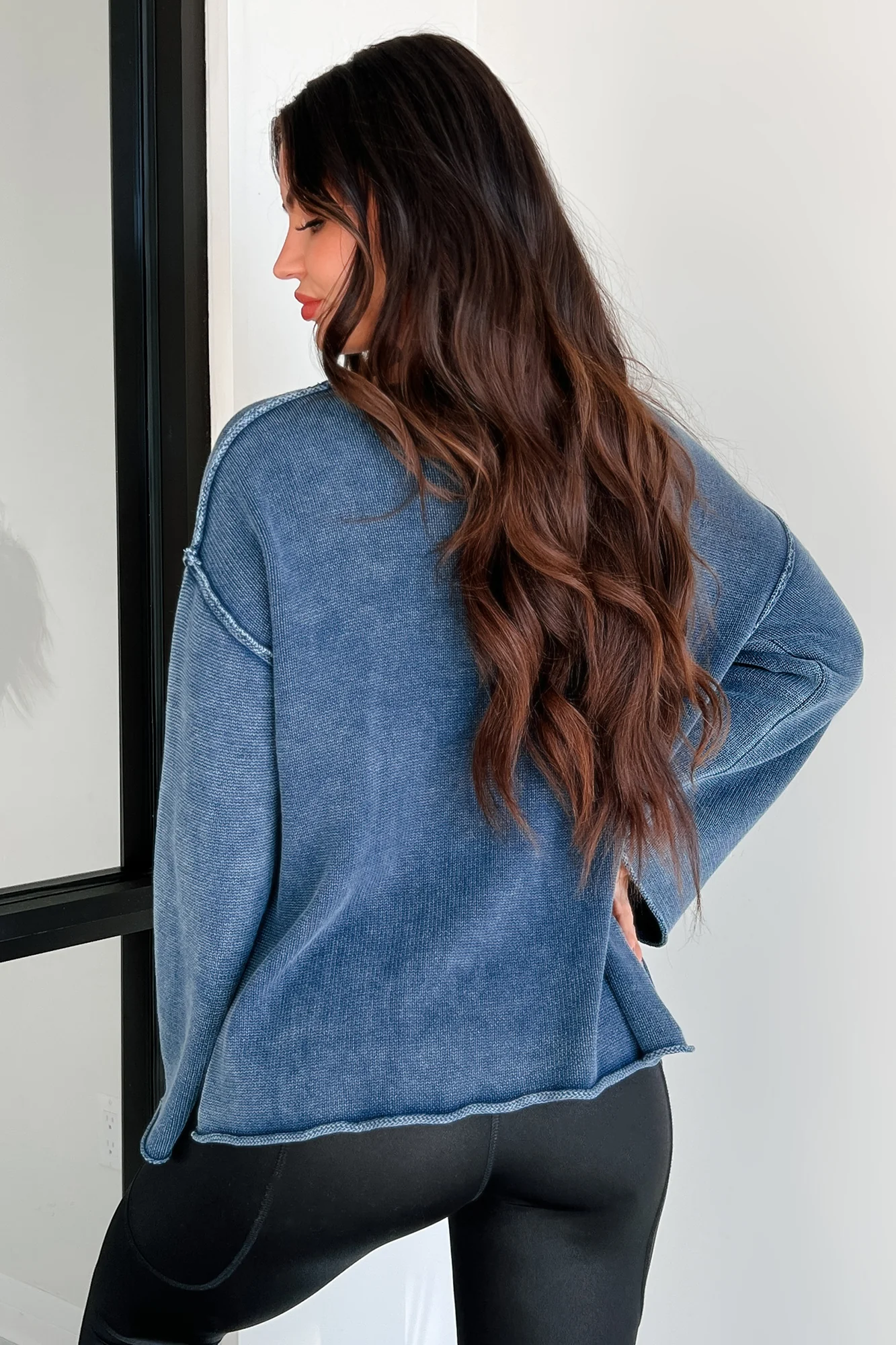 Humor Me Pocketed Sweater Top (Midnight Blue) - Image 4