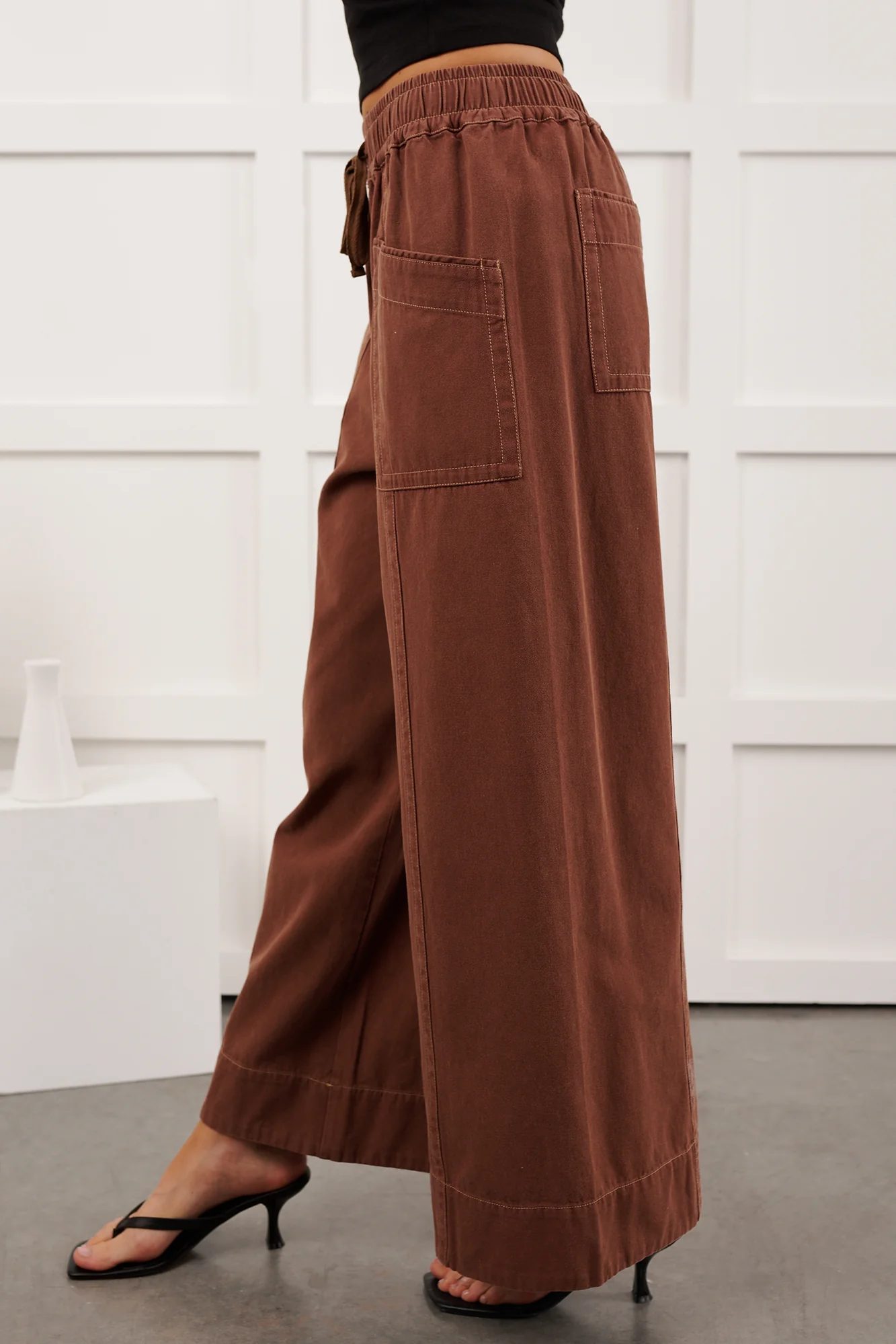 Hurley High Rise Wide Leg Mitto Shop Pants (Cocoa) - Image 6