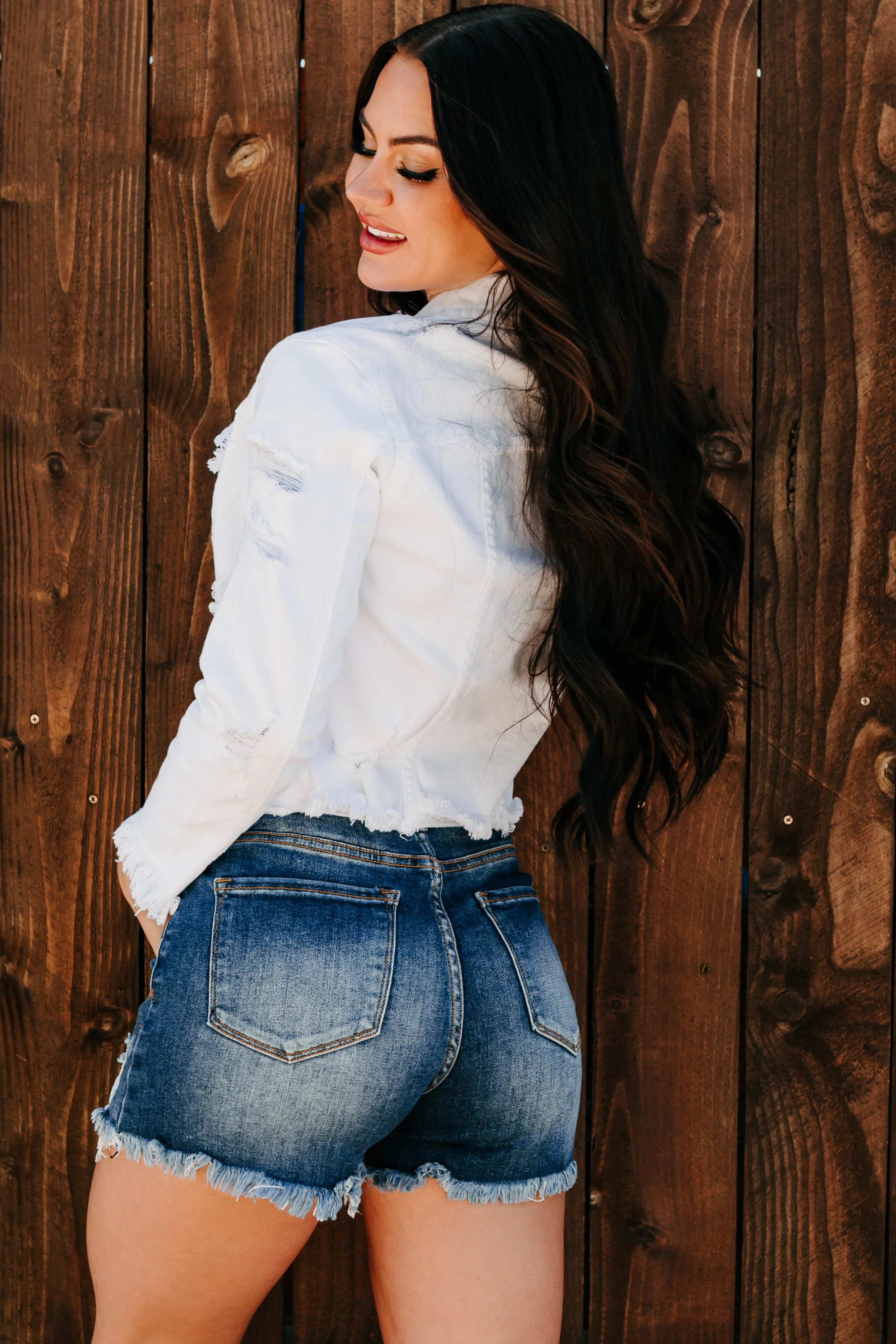 Hustle & Flow Cello Distressed Denim Jacket (White) - Image 3