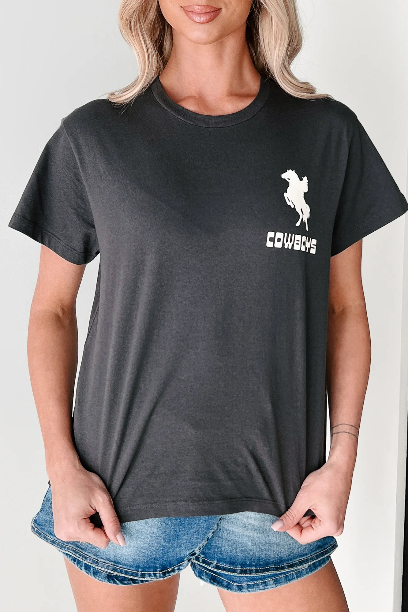 "I Love Rodeo Cowboys" Graphic T-Shirt (Vintage Black) - Image 6