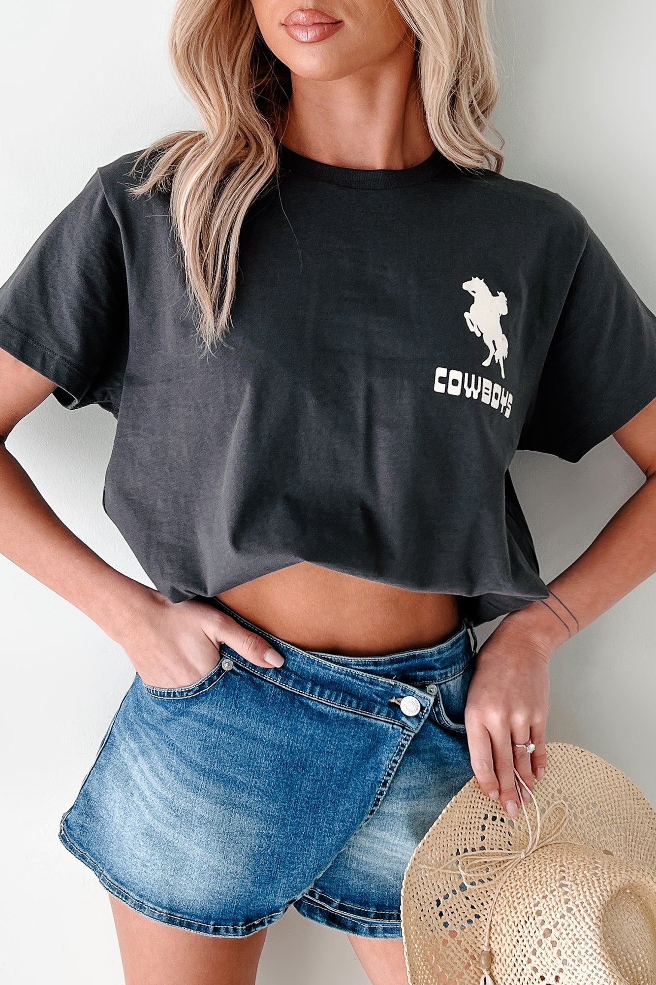 "I Love Rodeo Cowboys" Graphic T-Shirt (Vintage Black) - Image 7