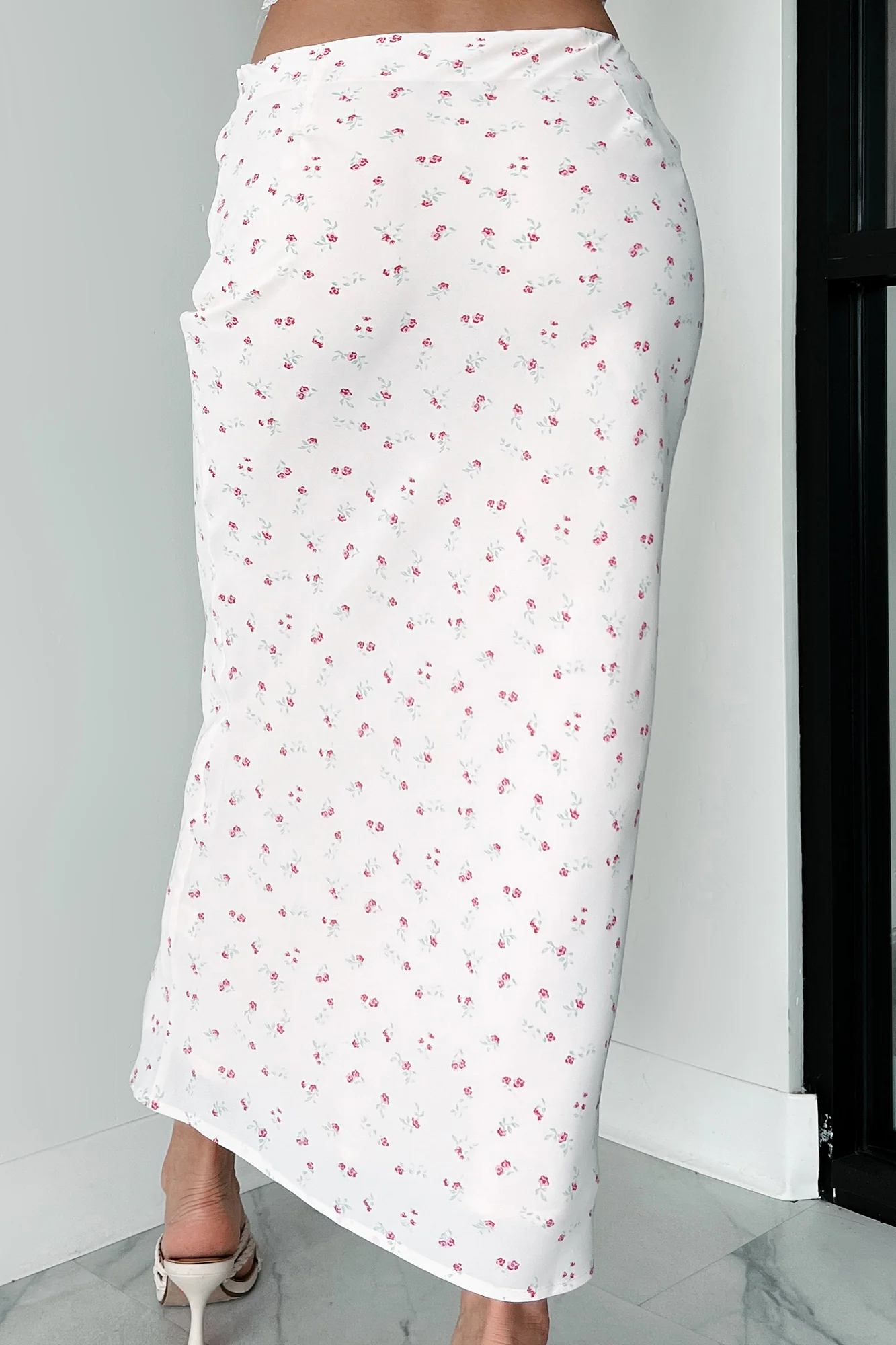 Idyllic Afternoon Bias Cut Floral Long Skirt (Pink) - Image 5