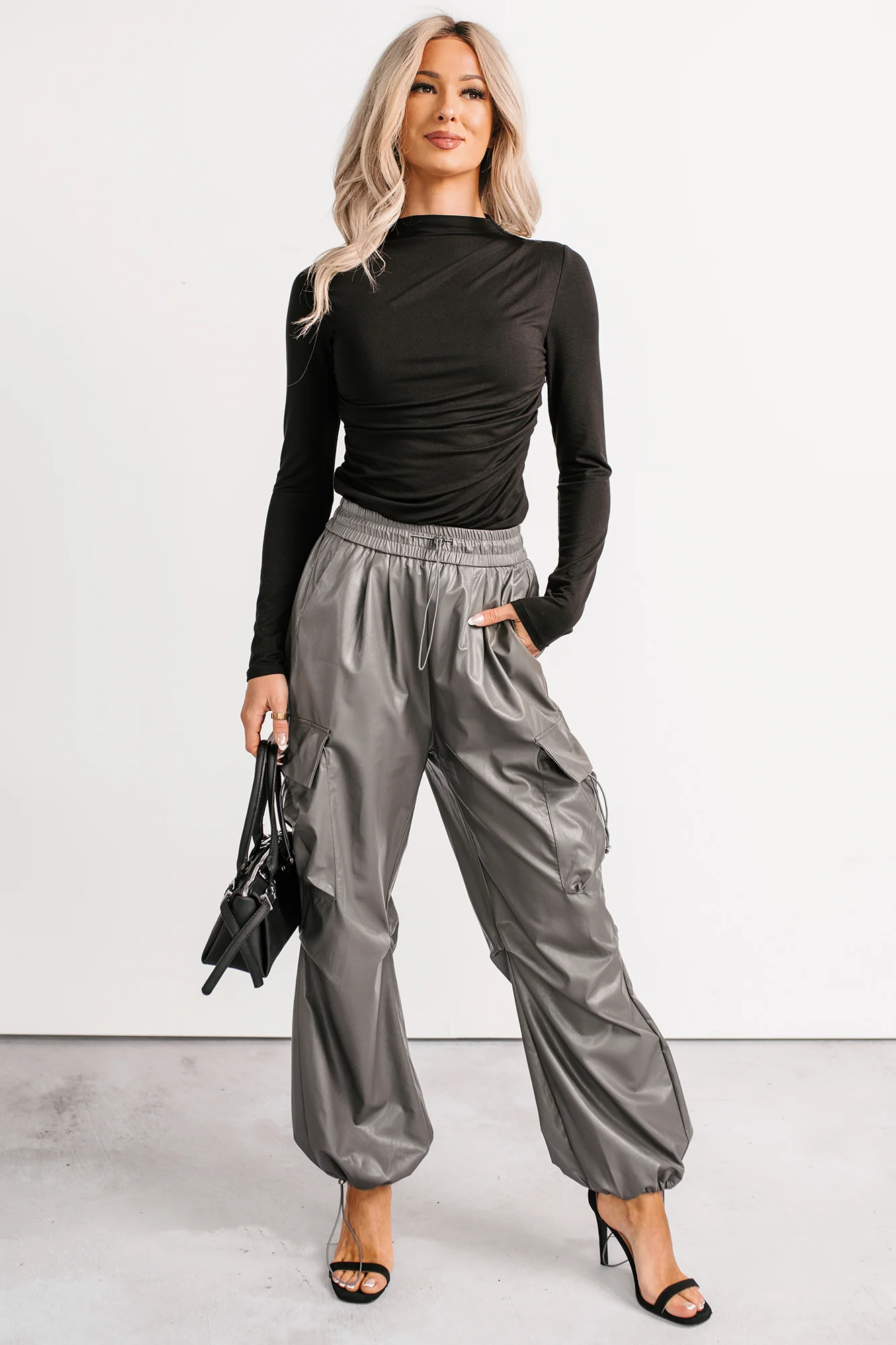 If You Knew Mock Neck Long Sleeve Top (Black) - Image 6