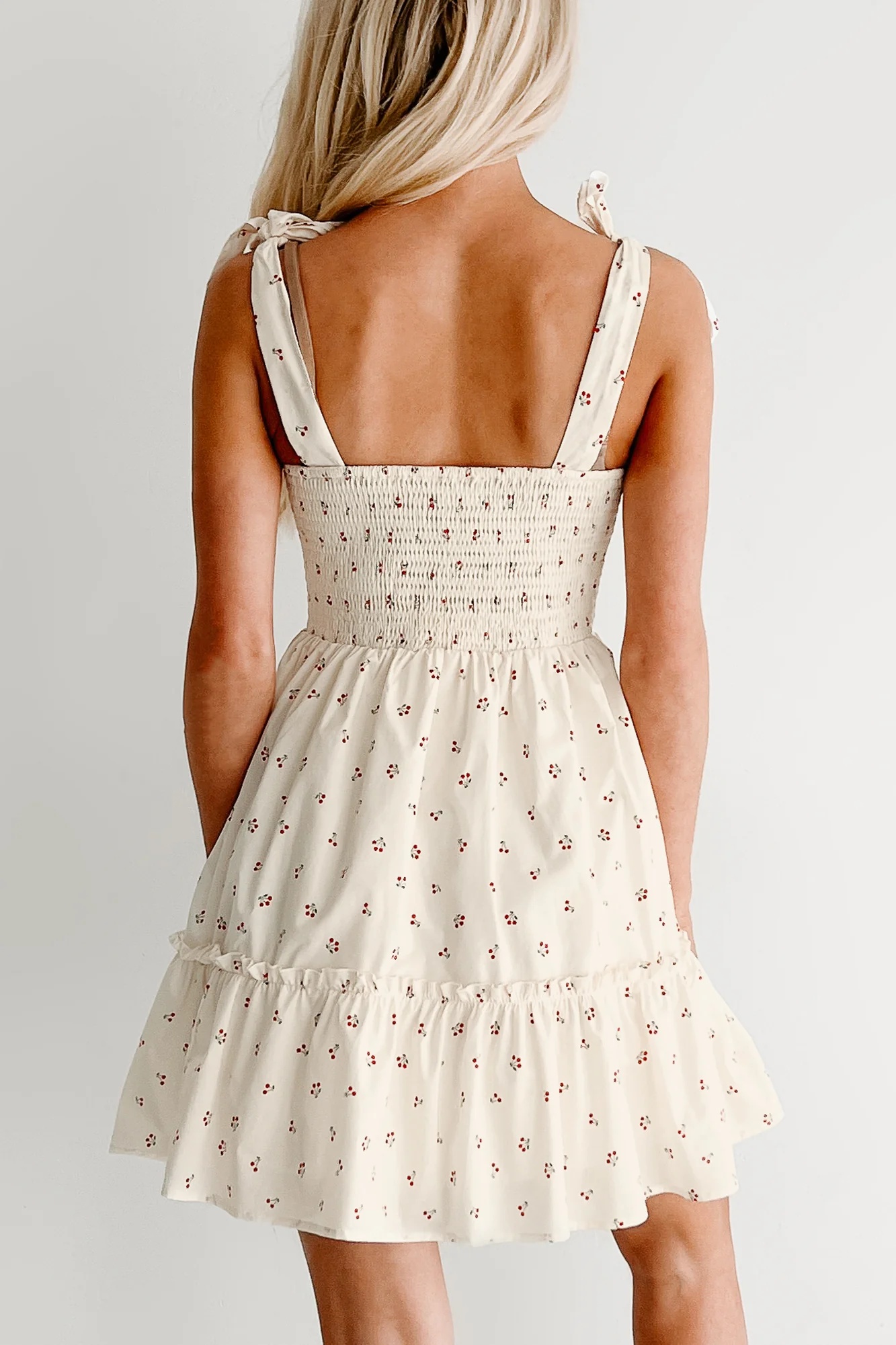 I'm All Yours Cherry Print Mini Dress (Cream) - Image 4