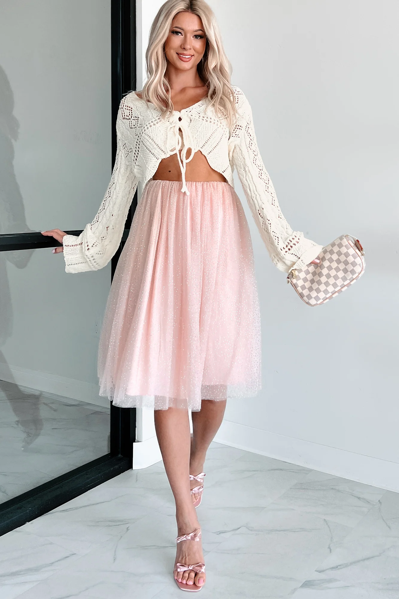 In A Dreamland Rhinestone Tulle Mini Dress/Skirt (Blush) - Image 10