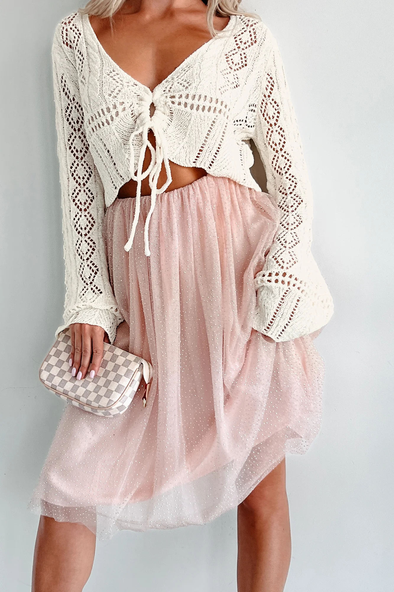 In A Dreamland Rhinestone Tulle Mini Dress/Skirt (Blush) - Image 3