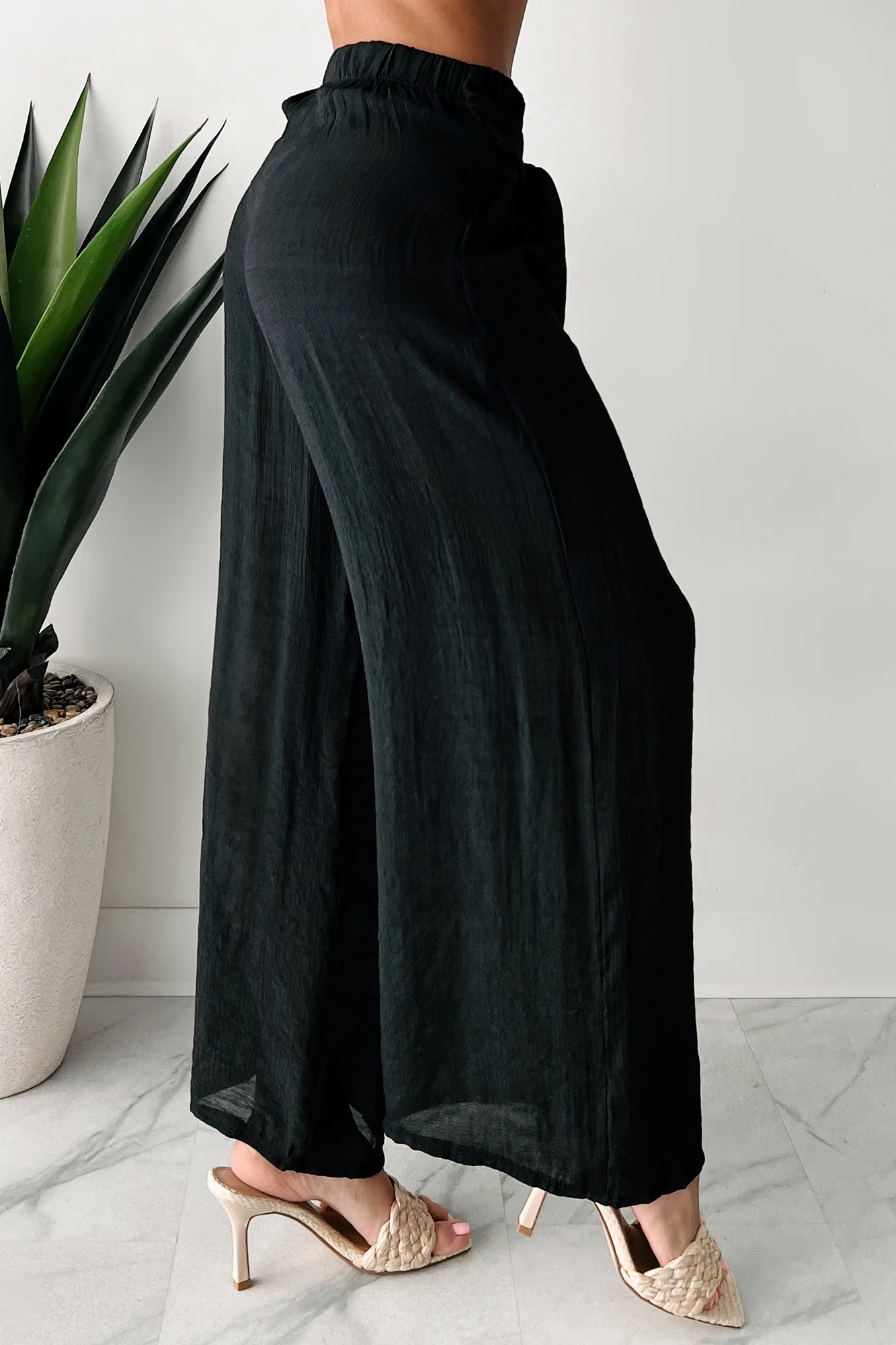 In Full Swing Wide Leg Linen Pants (Black) - Image 4