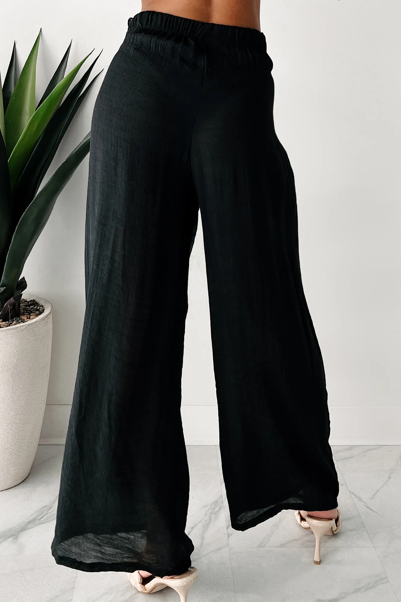 In Full Swing Wide Leg Linen Pants (Black) - Image 5
