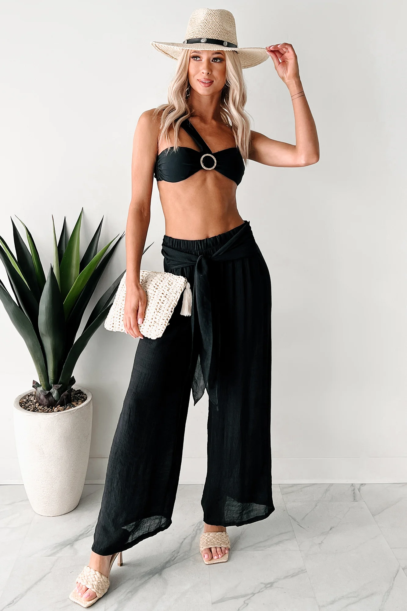 In Full Swing Wide Leg Linen Pants (Black) - Image 6