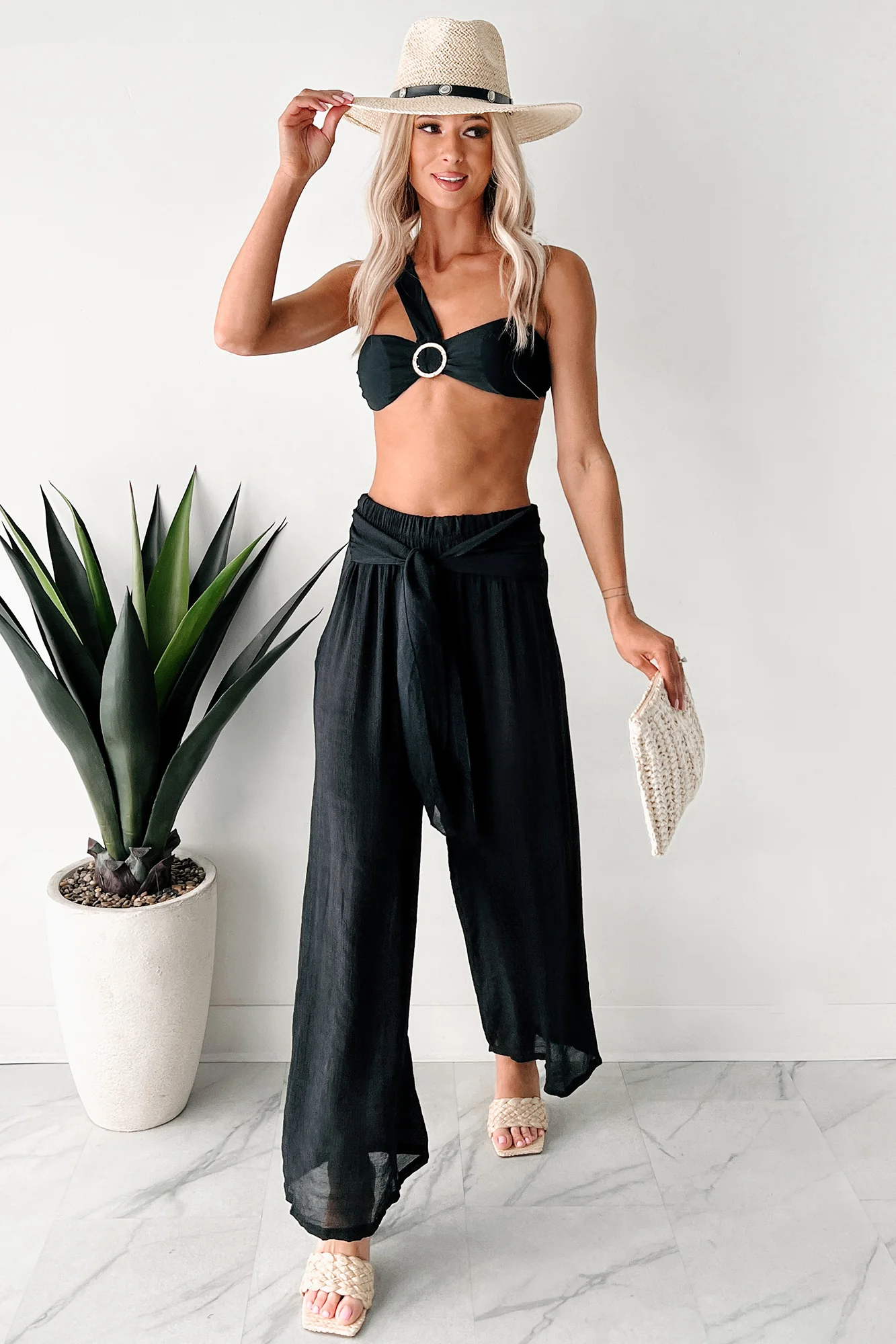 In Full Swing Wide Leg Linen Pants (Black) - Image 7