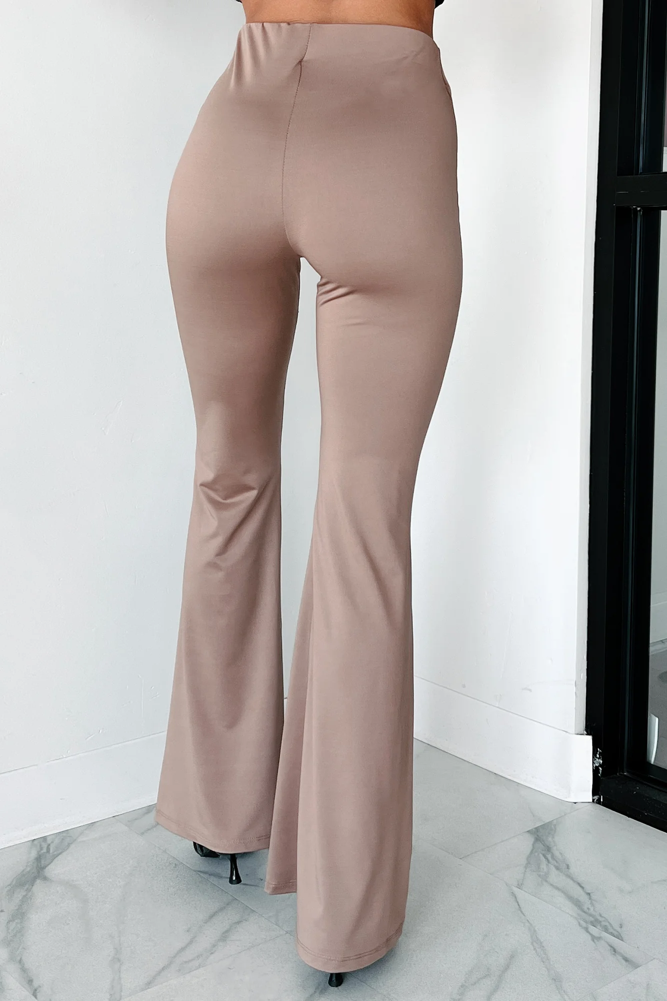 Indecisive Mood Elastic Waist Flare Pants (Mocha) - Image 5
