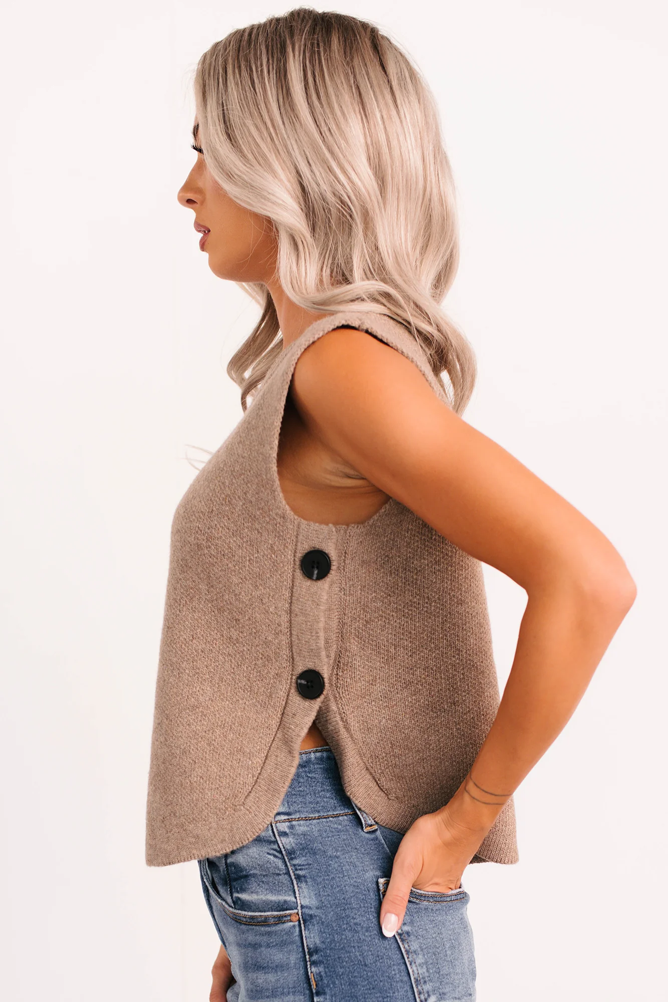 Inner Calm Sleeveless Knit Sweater (Mocha Mousse) - Image 4