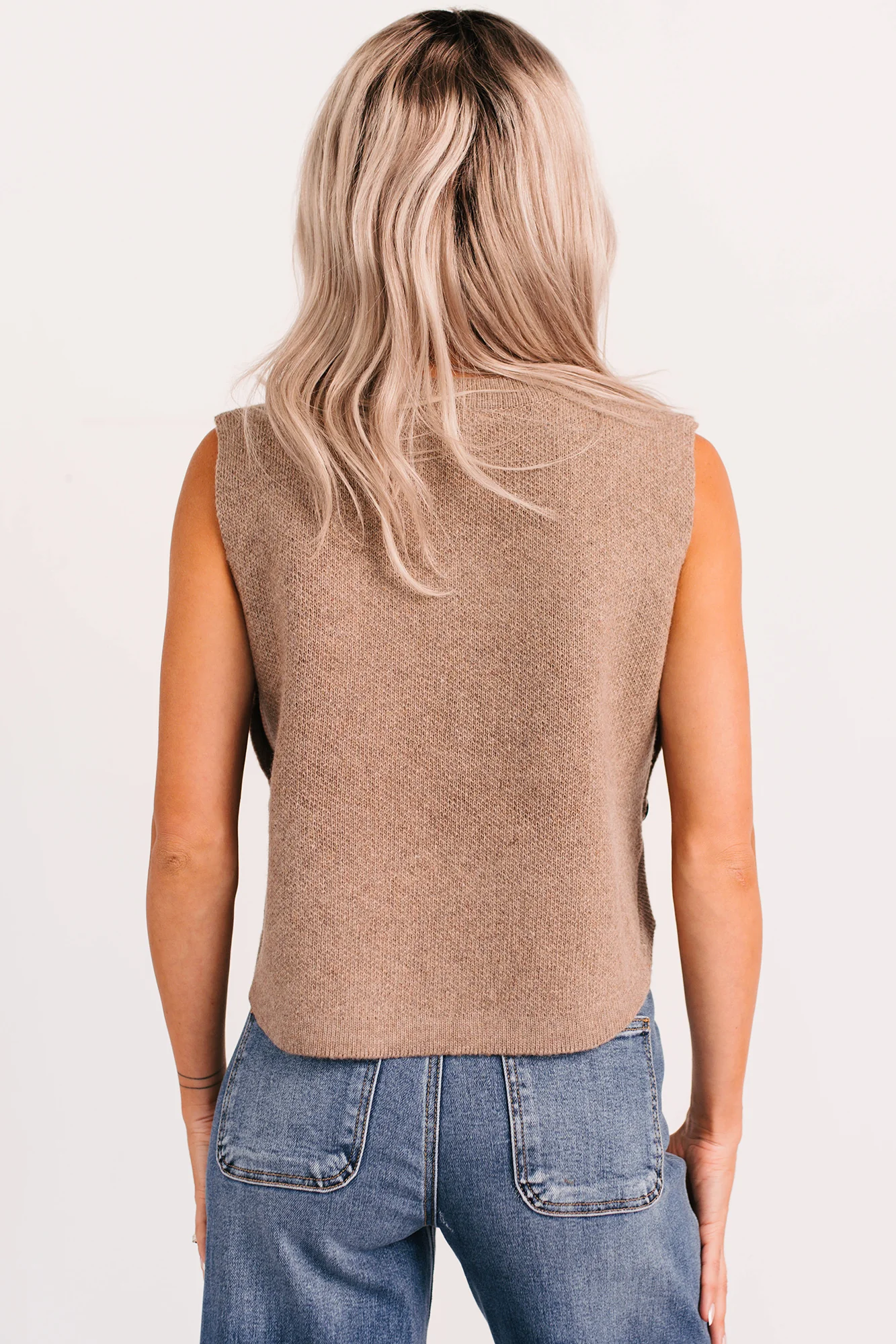 Inner Calm Sleeveless Knit Sweater (Mocha Mousse) - Image 5