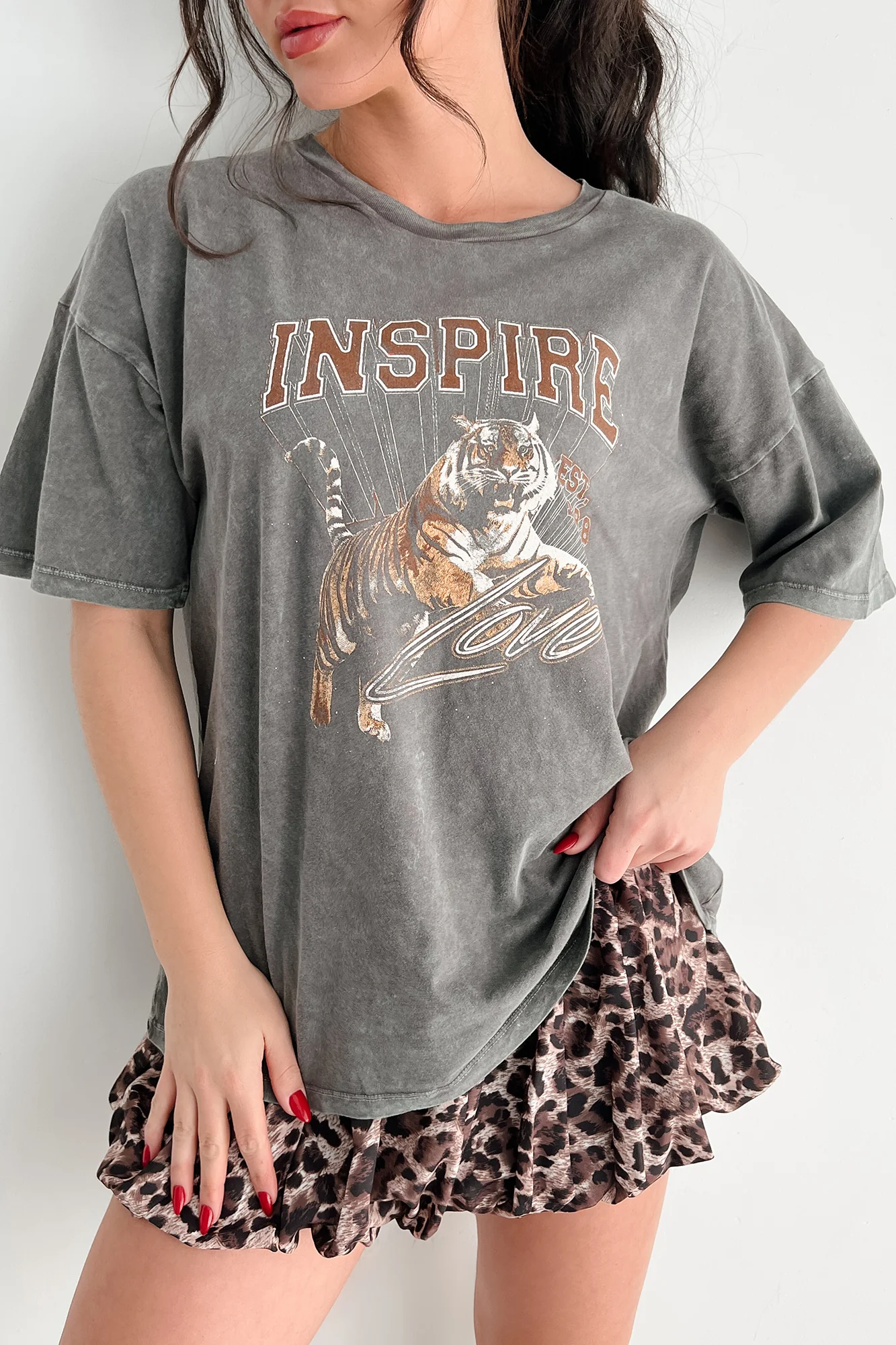 "Inspire Love" Tiger Graphic T-Shirt (Iron) - Image 6