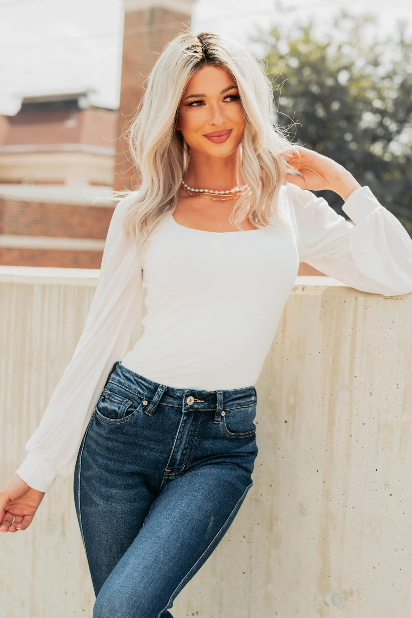 Inspired Moments Mesh Sleeve Top (Ivory) - Image 4