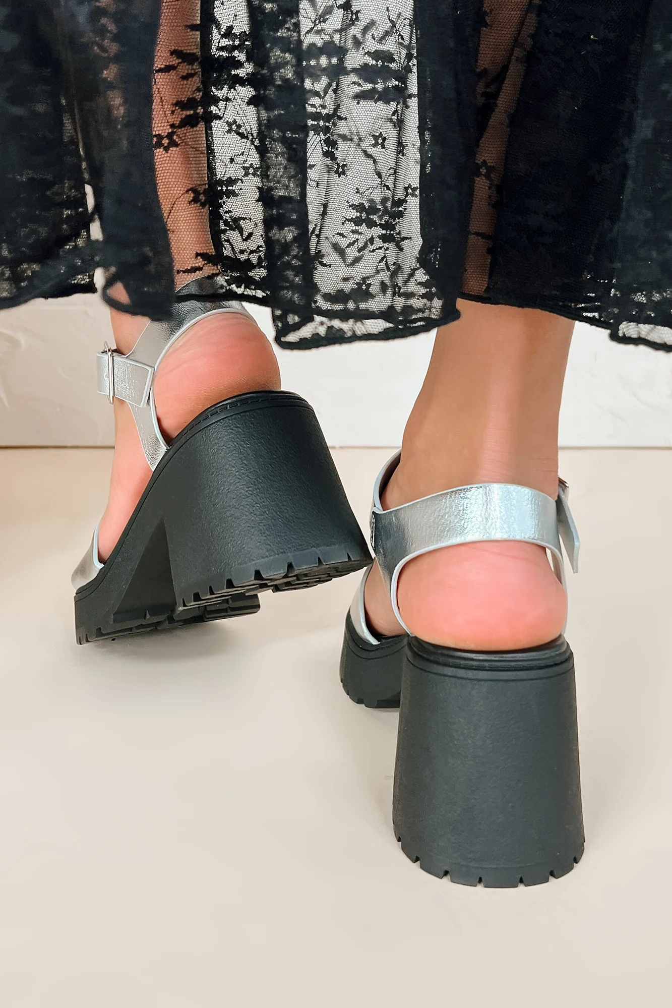 Interesting Take Chunky Platform Sandals (Silver) - Image 5