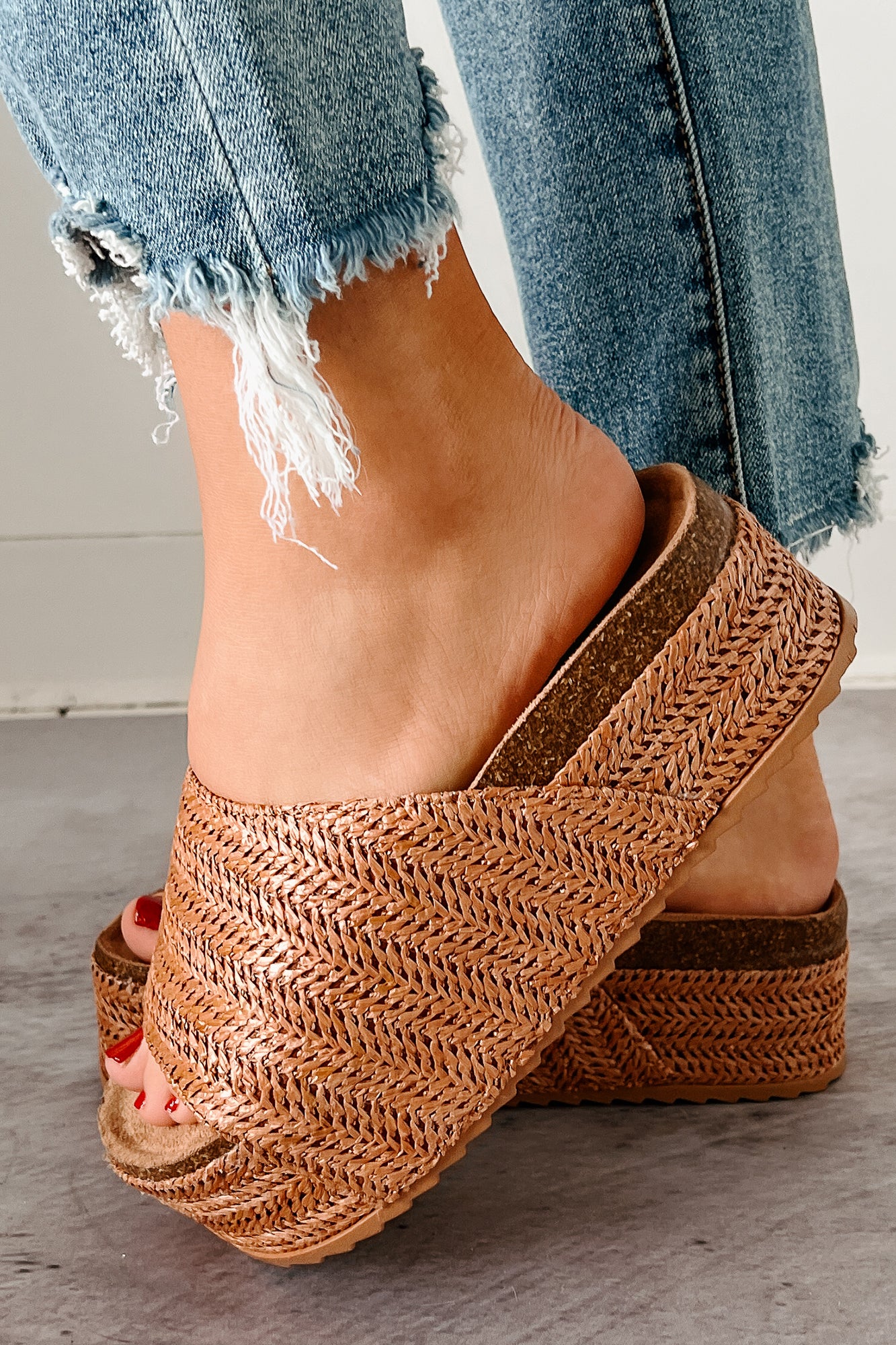 Into The Open Raffia Platform Sandals (Brown) - Image 2