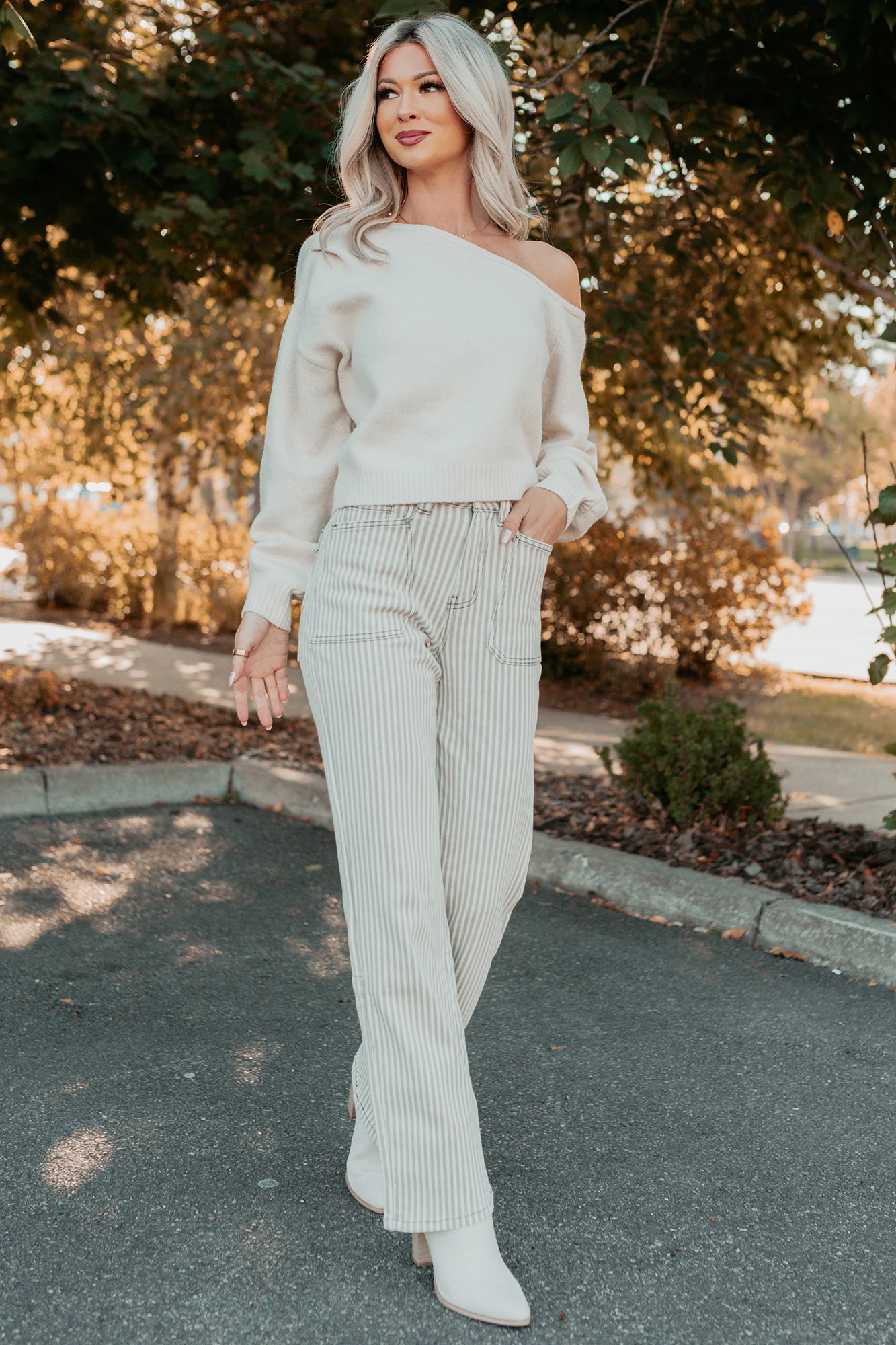 Into Your Arms One-Shoulder Knit Sweater (Cream) - Image 10