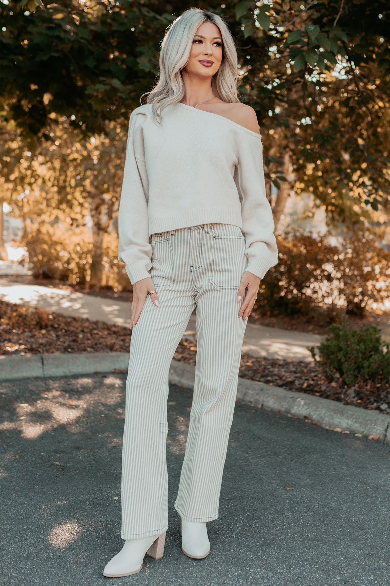 Into Your Arms One-Shoulder Knit Sweater (Cream) - Image 11