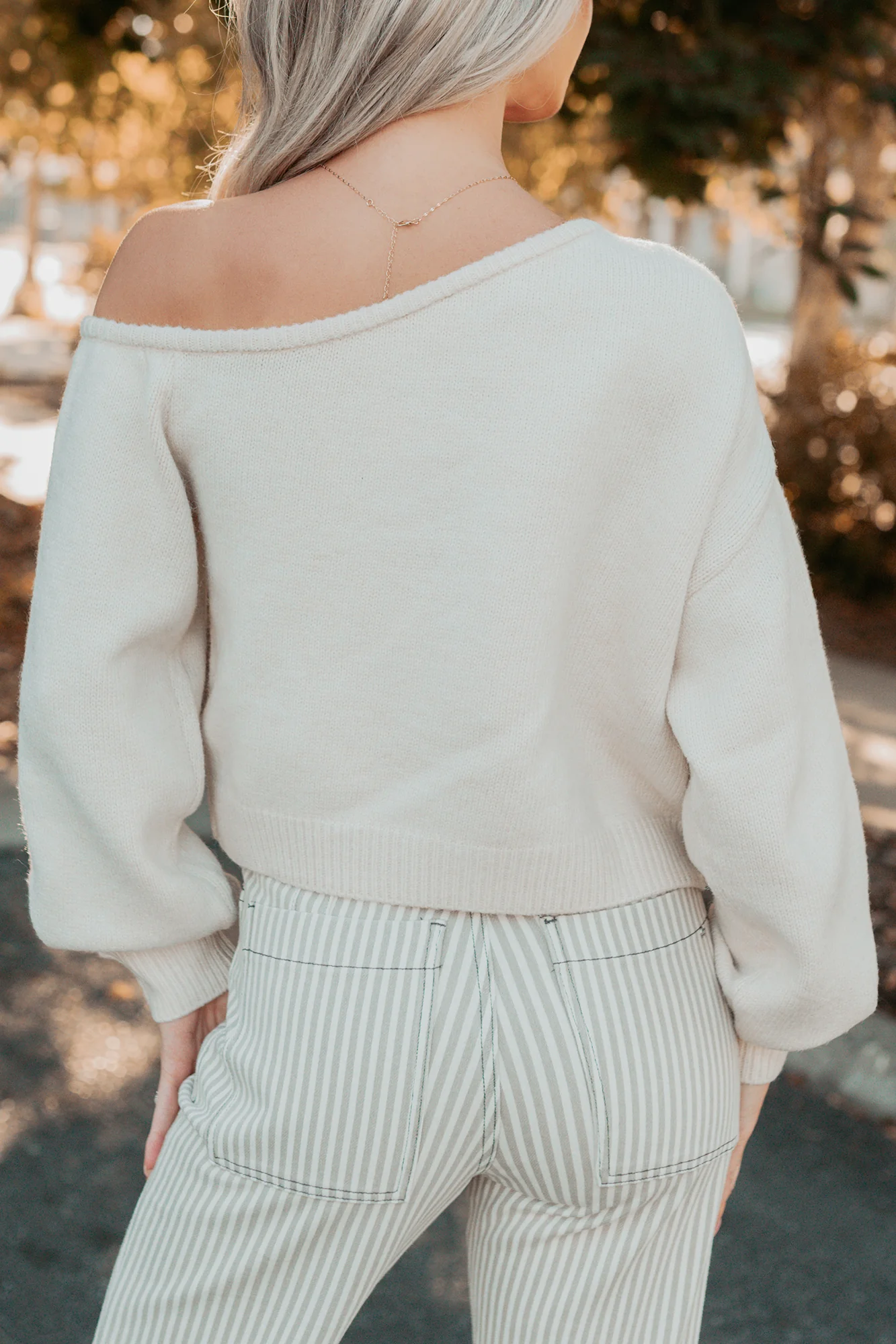 Into Your Arms One-Shoulder Knit Sweater (Cream) - Image 7