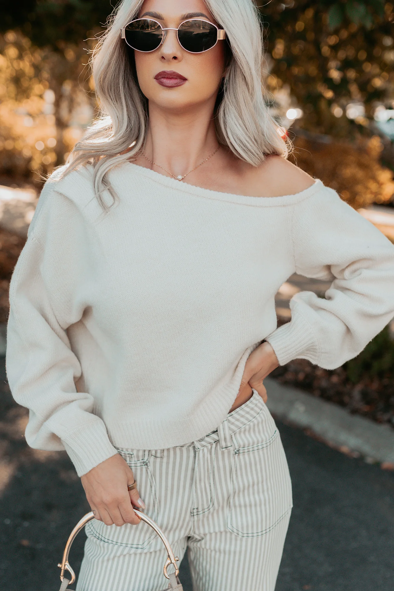 Into Your Arms One-Shoulder Knit Sweater (Cream) - Image 9