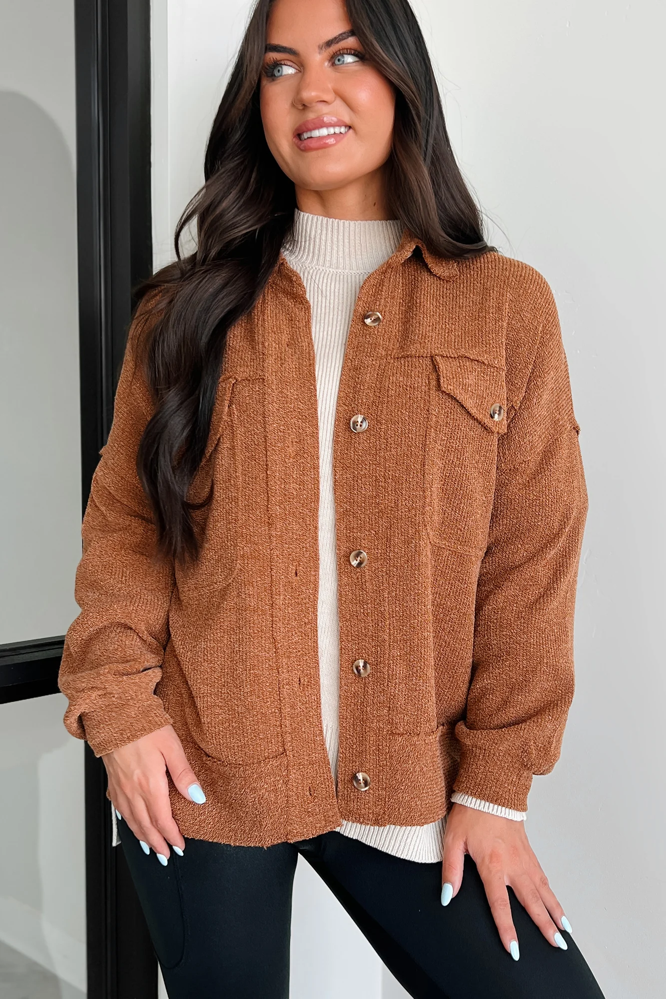 Iona Knit Shacket (Brown) - Image 5