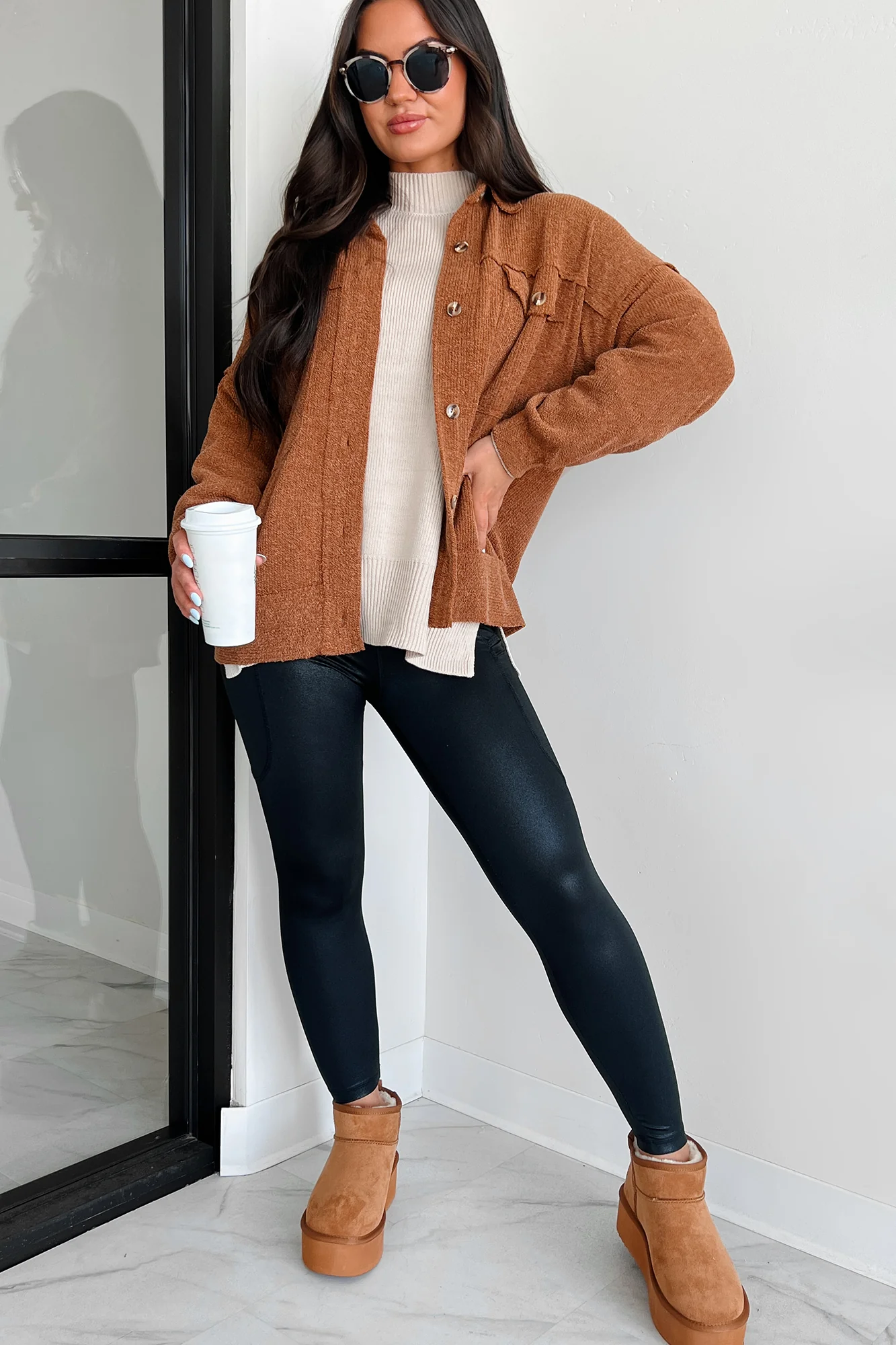 Iona Knit Shacket (Brown) - Image 7