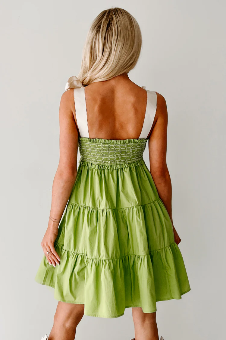 Is This Fate Tiered Ribbon Strap Mini Dress (Lime Green) - Image 4