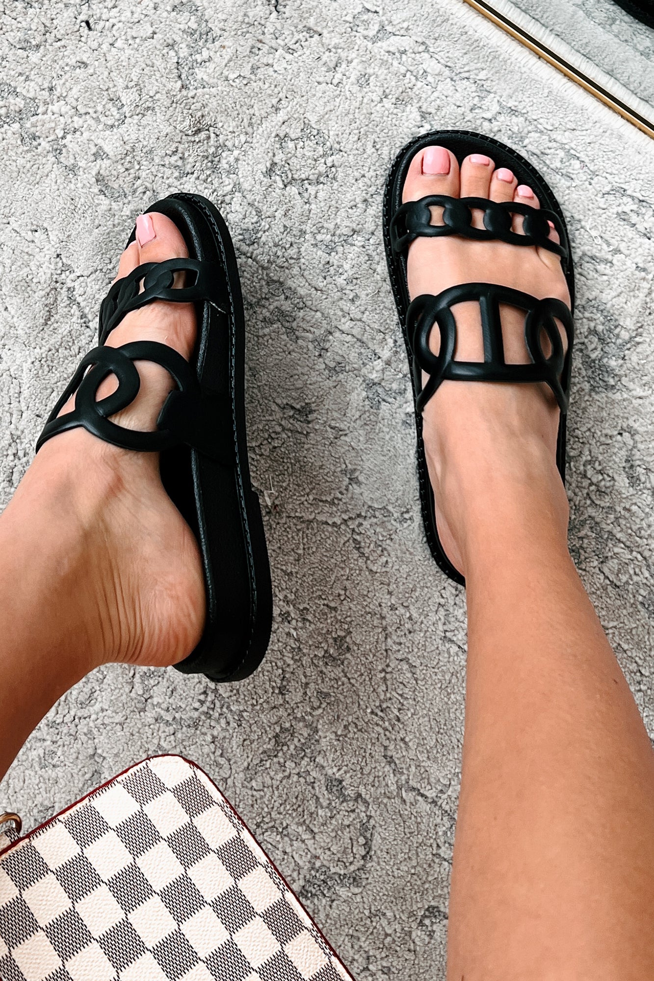 I've Been Everywhere Chain Motif Sandals (Black) - Image 6