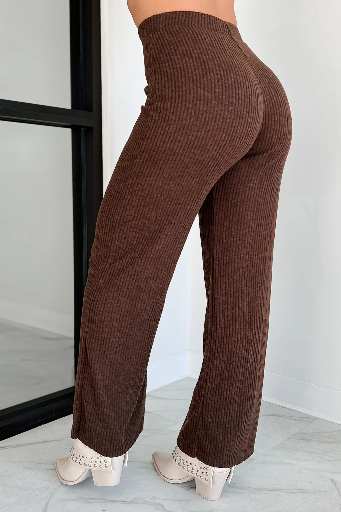 Ive Got My Eye On You Ribbed Long Sleeve Button Down Set (Espresso) - Image 10
