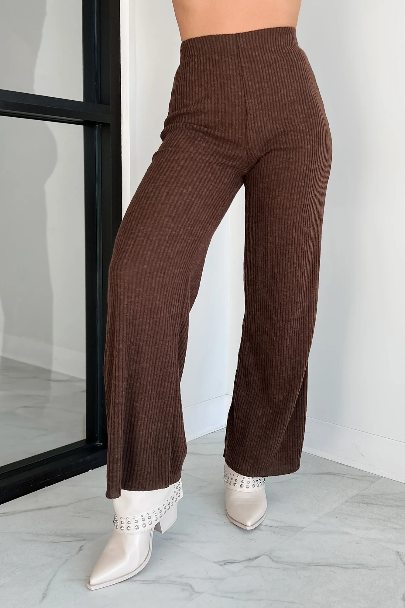 Ive Got My Eye On You Ribbed Long Sleeve Button Down Set (Espresso) - Image 9