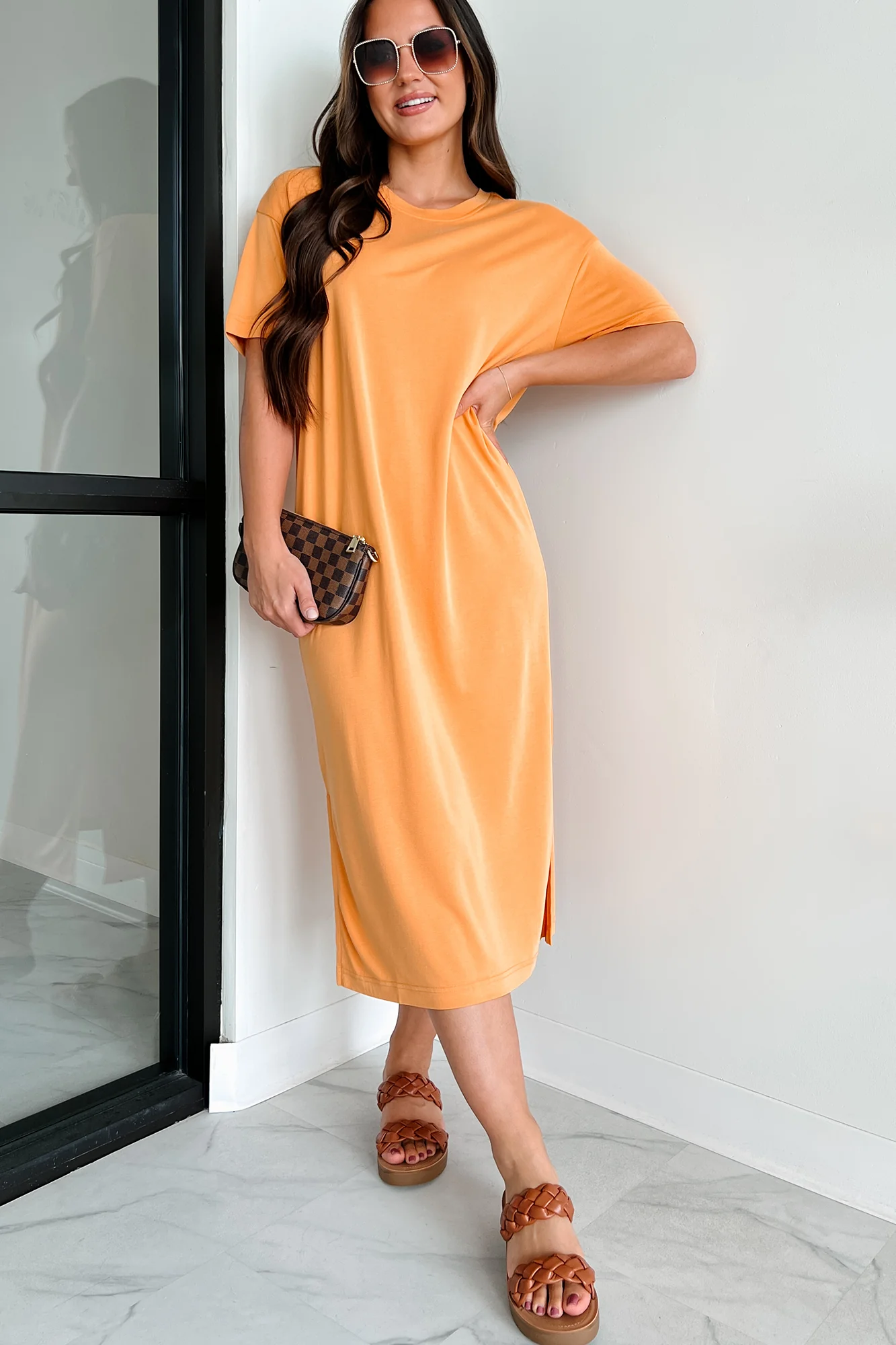 Jaylen T-Shirt Midi Dress (Orange) - Image 4