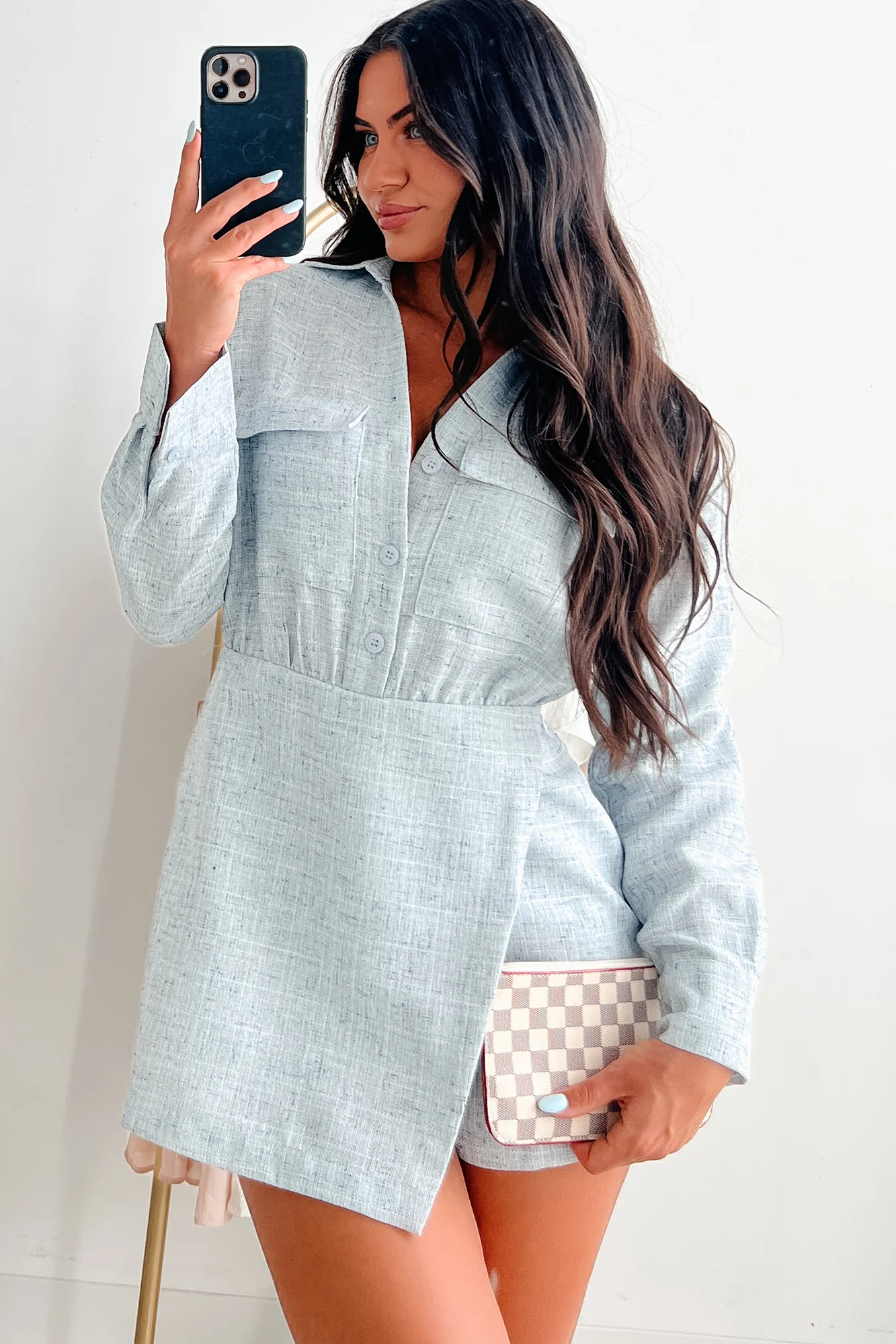 Jetting Around Two-Tone Skort Romper (Sky Blue) - Image 6