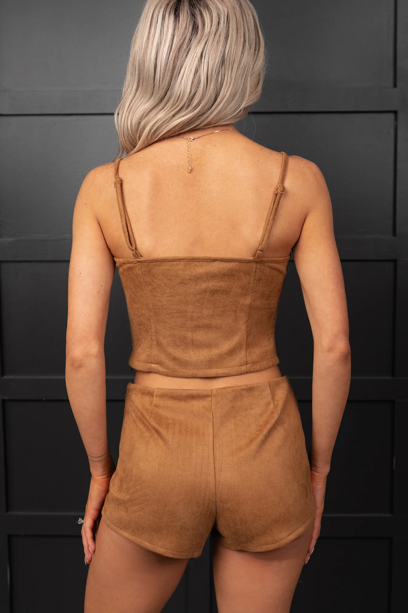 Joy In Journey Sleeveless Faux Suede Set (Camel) - Image 4