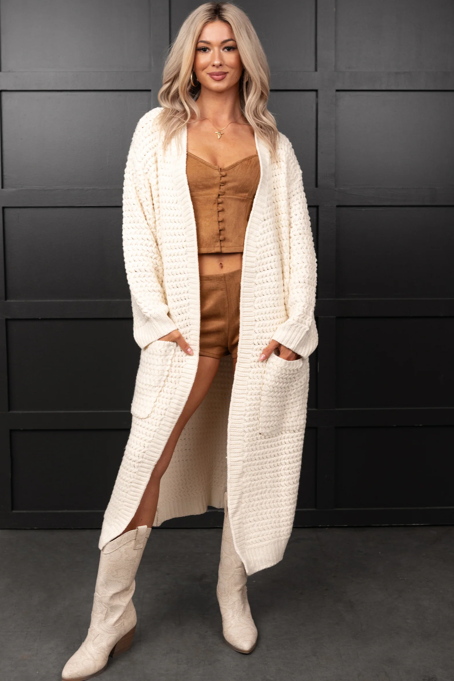 Joy In Journey Sleeveless Faux Suede Set (Camel) - Image 7