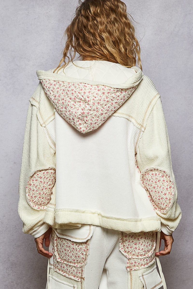 Joyful Hearts POL Hooded Patchwork Jacket (Cream) - Image 2