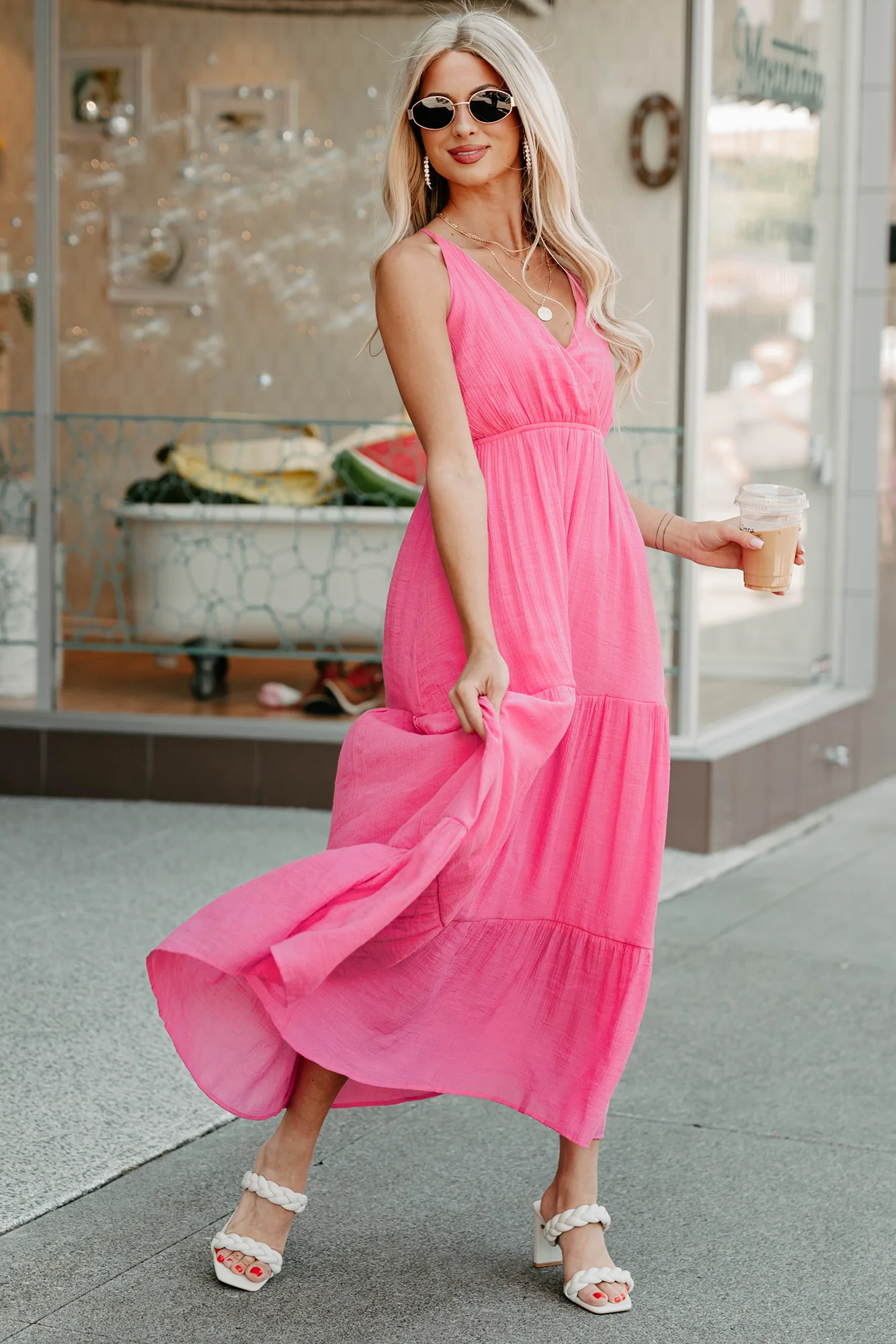 Just A Feeling Sleeveless Maxi Dress (Pink) - Image 5