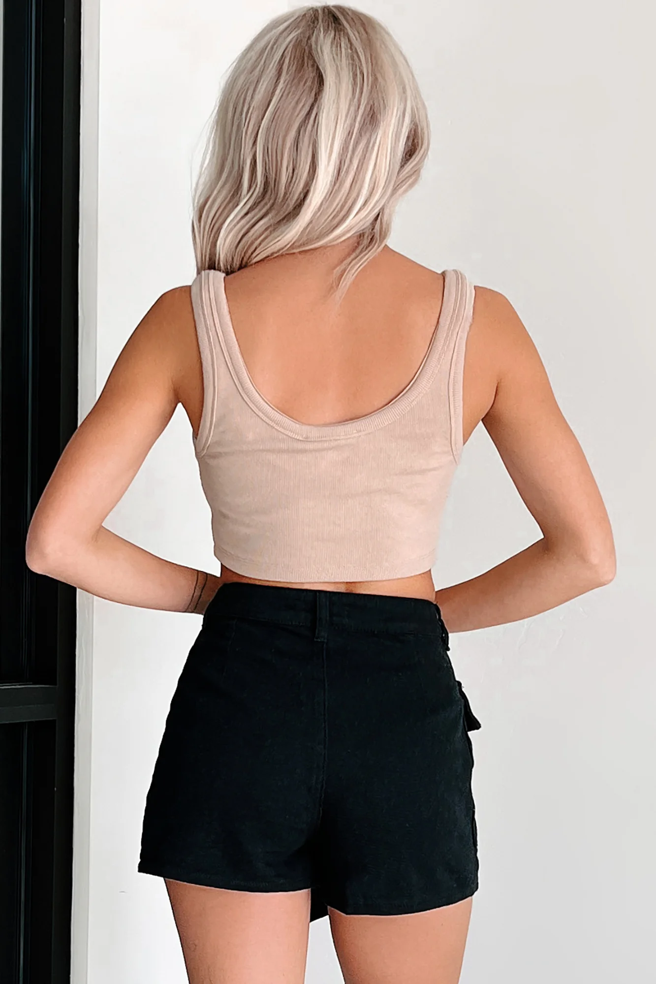 Just Basic Ribbed Crop Tank Top (Light Tan) - Image 5