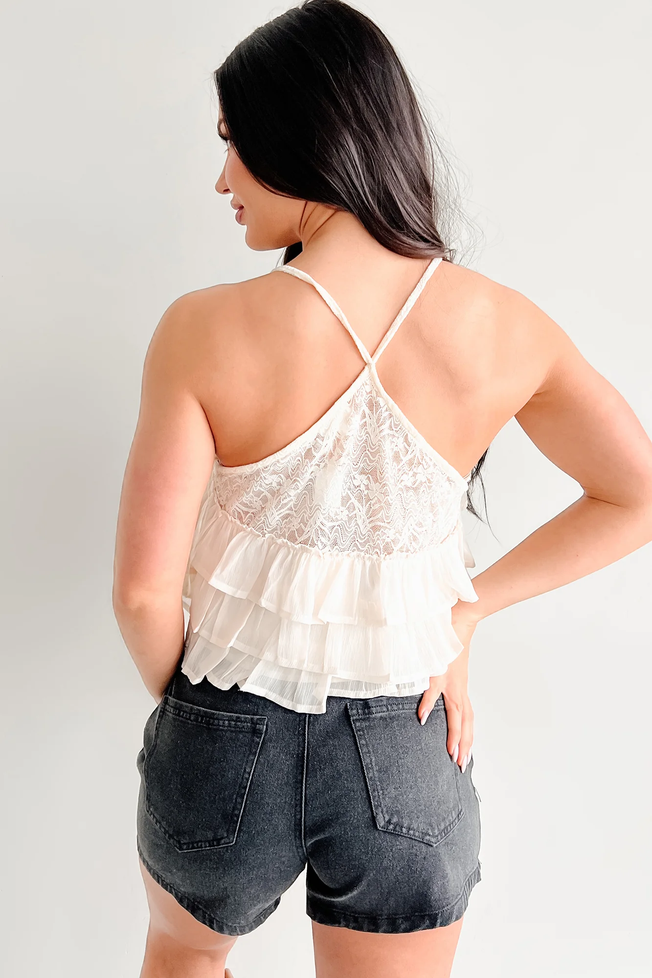 Just Might Be Love Tiered Ruffle Tank Top (Cream) - Image 10
