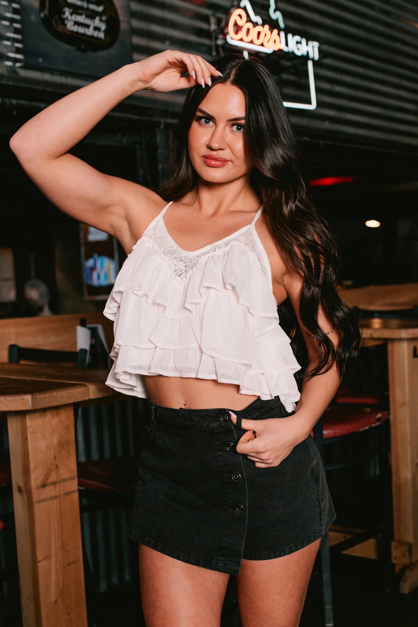 Just Might Be Love Tiered Ruffle Tank Top (Cream) - Image 11