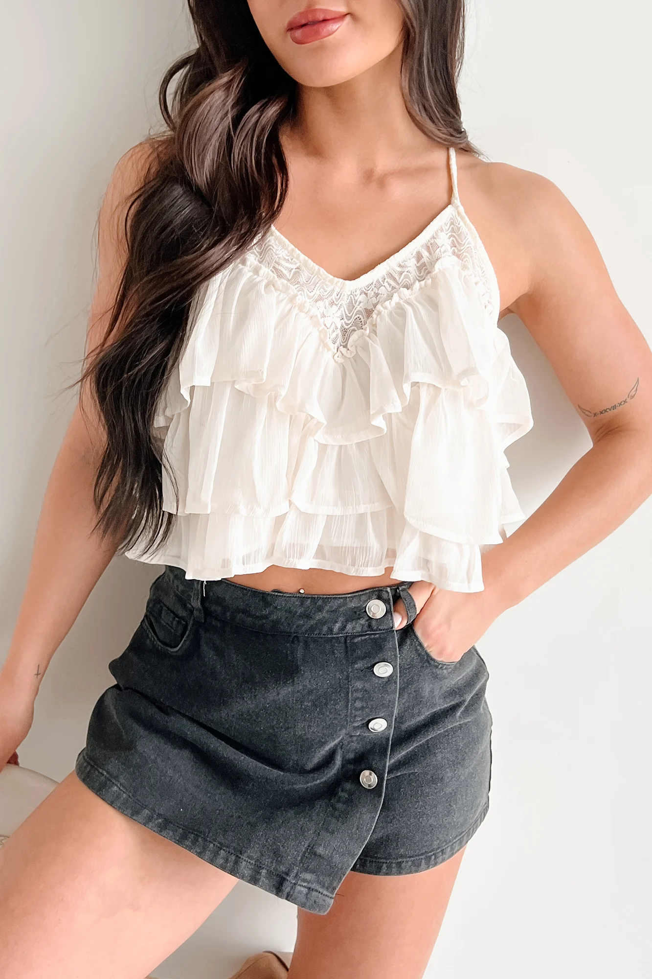 Just Might Be Love Tiered Ruffle Tank Top (Cream) - Image 7