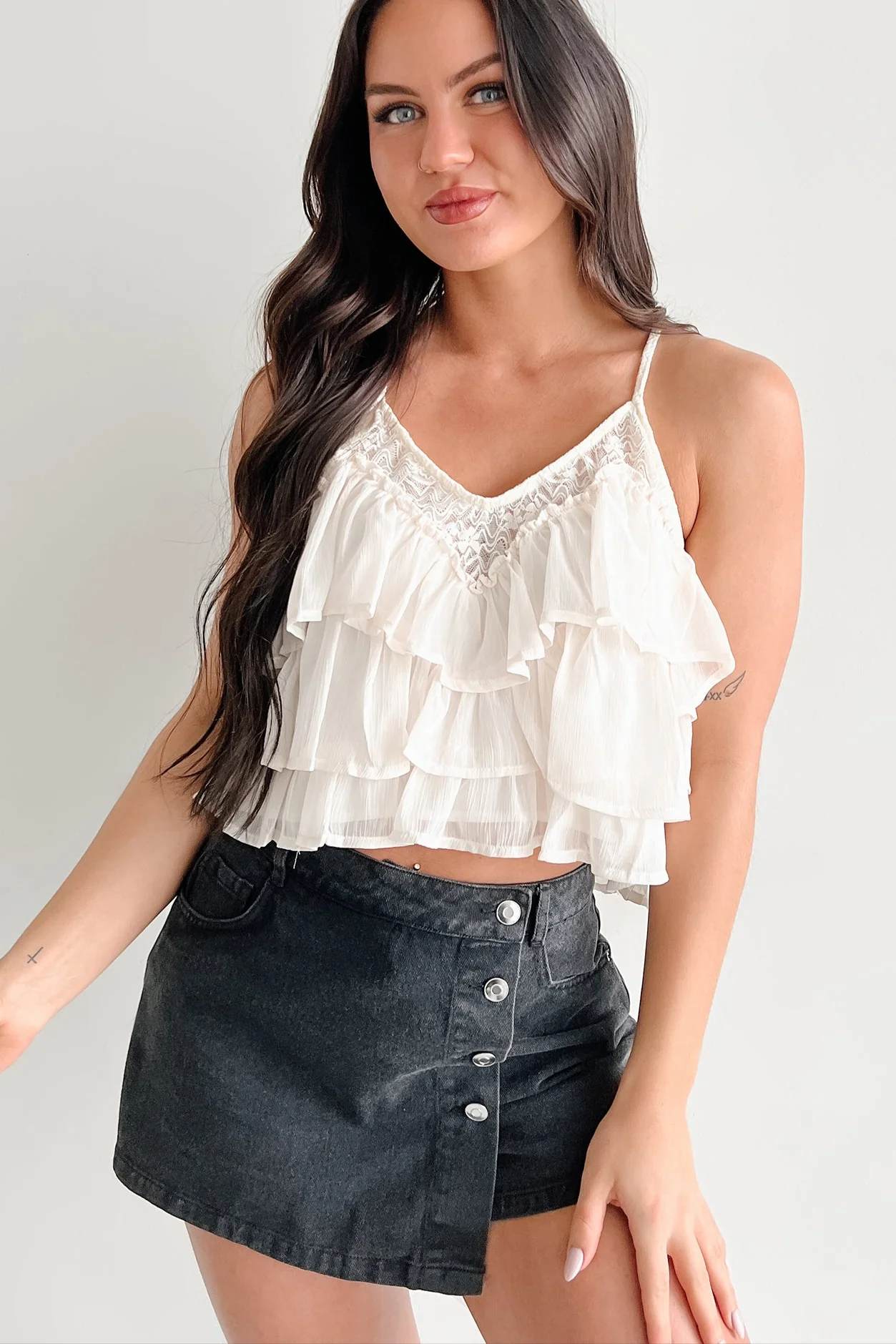 Just Might Be Love Tiered Ruffle Tank Top (Cream) - Image 9
