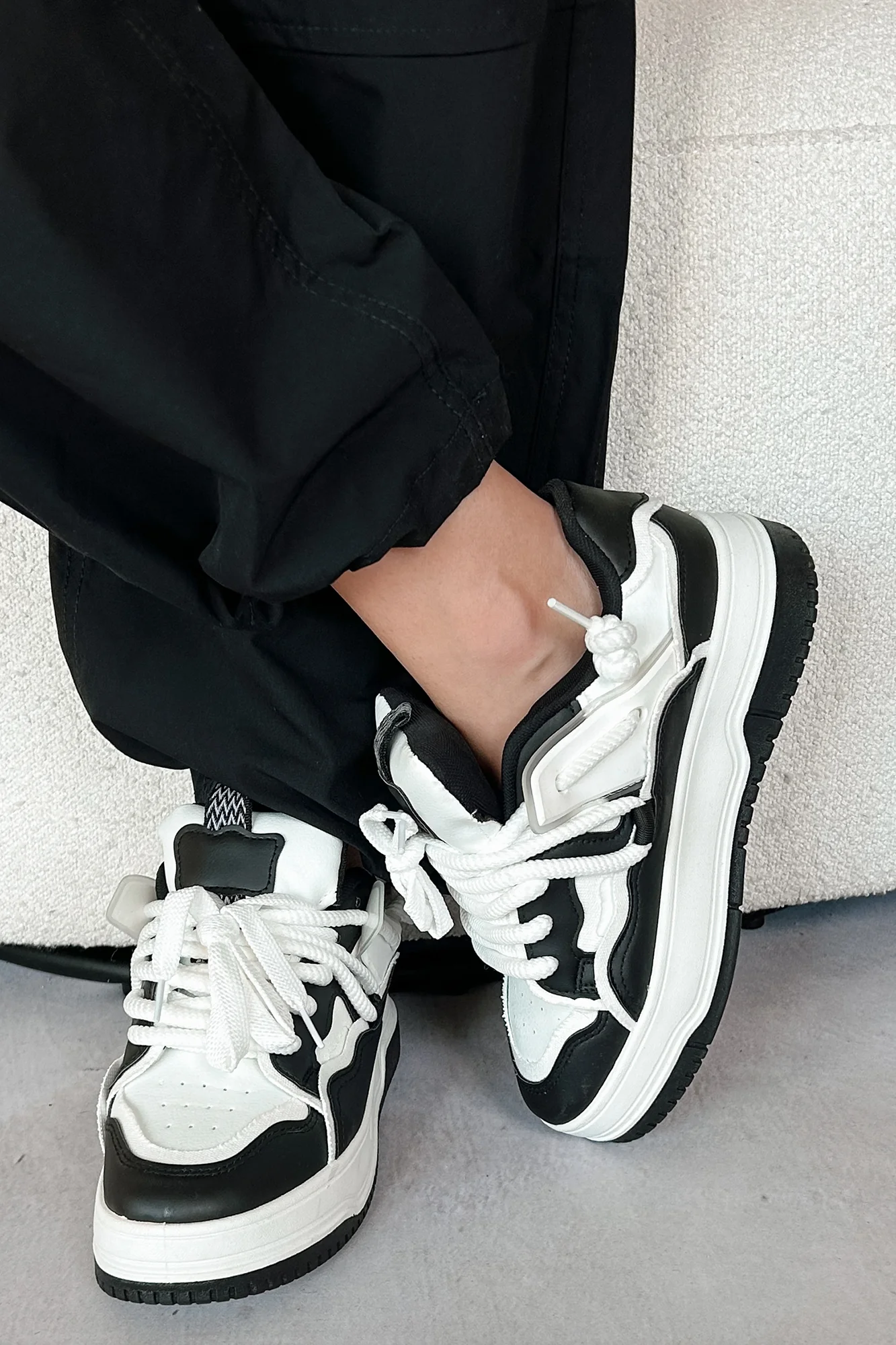 Just Skate Lace Up Platform Sneakers (Black/White) - Image 3