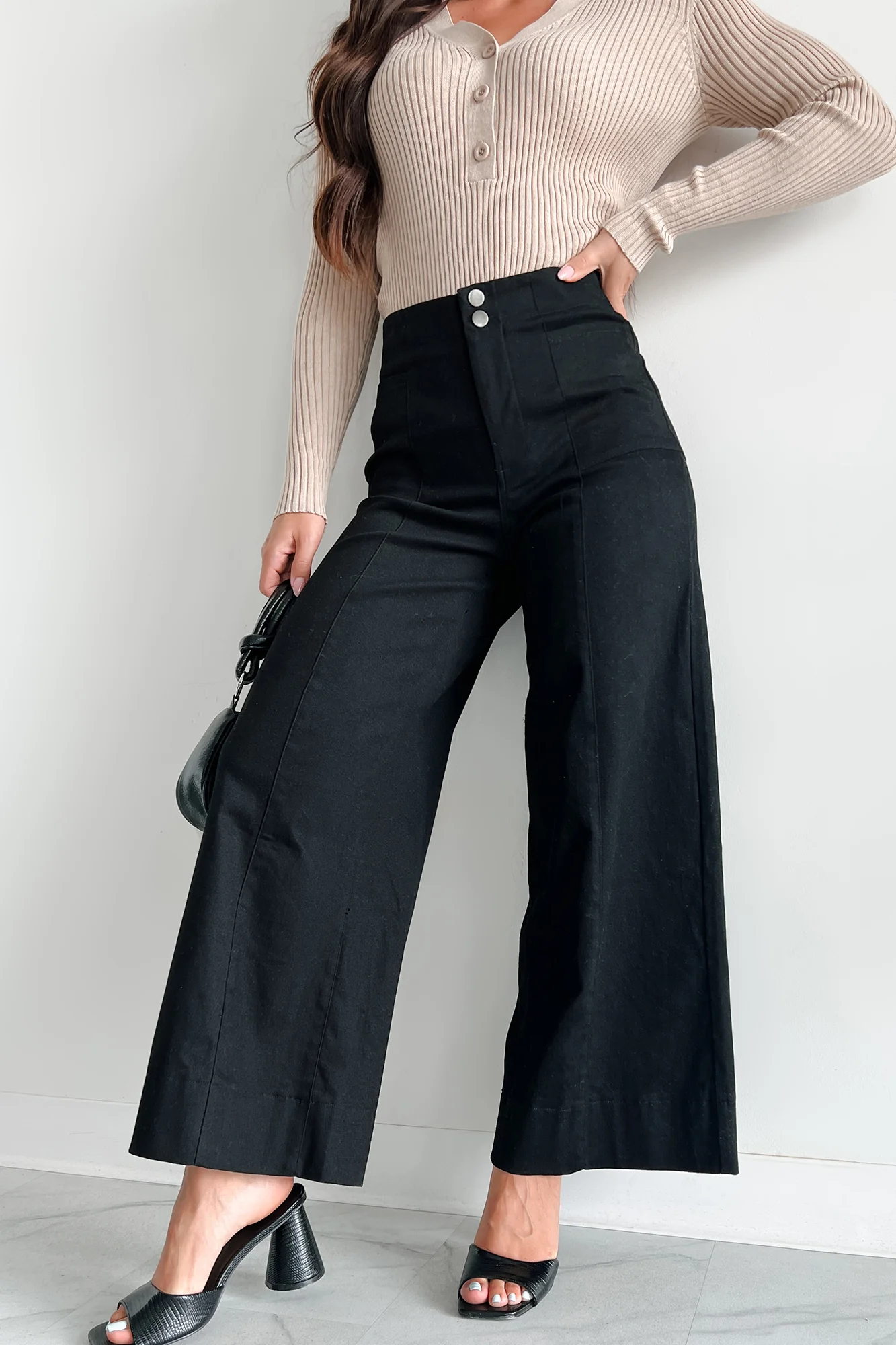 Just The Truth Wide Leg Pants (Black) - Image 4